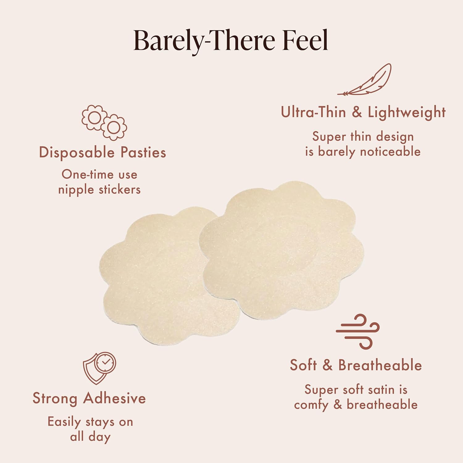 40 Pieces Satin Nipple Pasties - Hypoallergenic, Disposable, Adhesive Breast Pasties - Nude Nipple Covers No-Show - Image 4