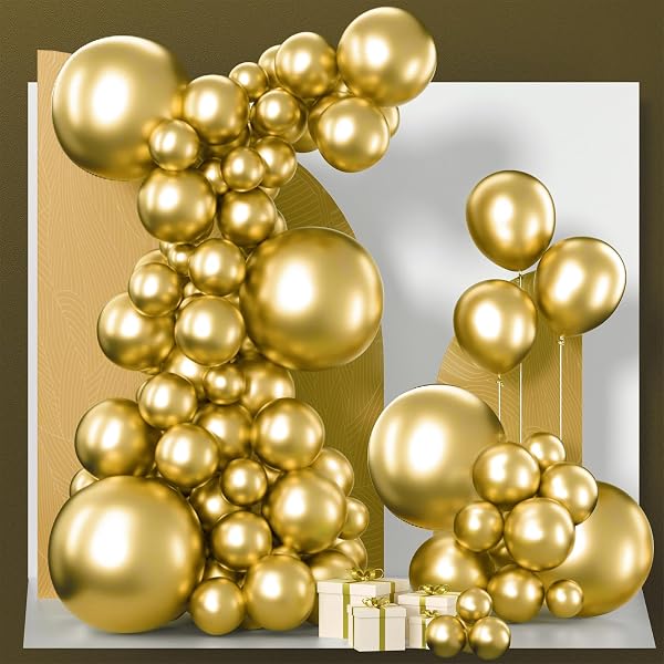PartyWoo Gold Balloons 140pcs Different Sizes of 18 12 10 5 Inch Gold Balloon Arch Kit Garland for Birthday Wedding Anniversary Baby Shower Graduation Retirement Casino Party Decorations Gold-G101 - 1