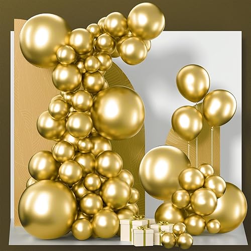 PartyWoo Gold Balloons 130pcs Different Sizes of 18 12 10