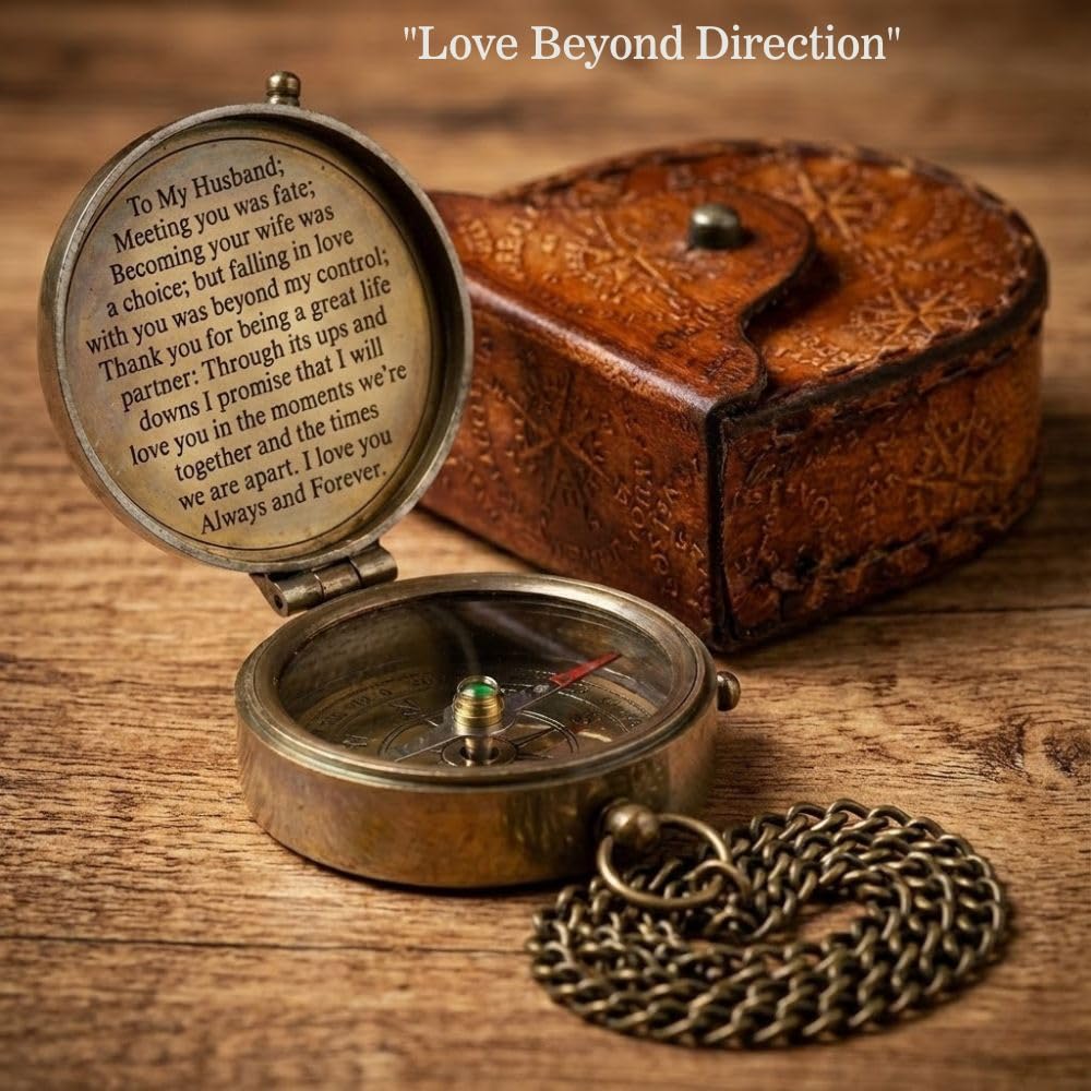 Engraved Brass Compass, 2" - Image 3