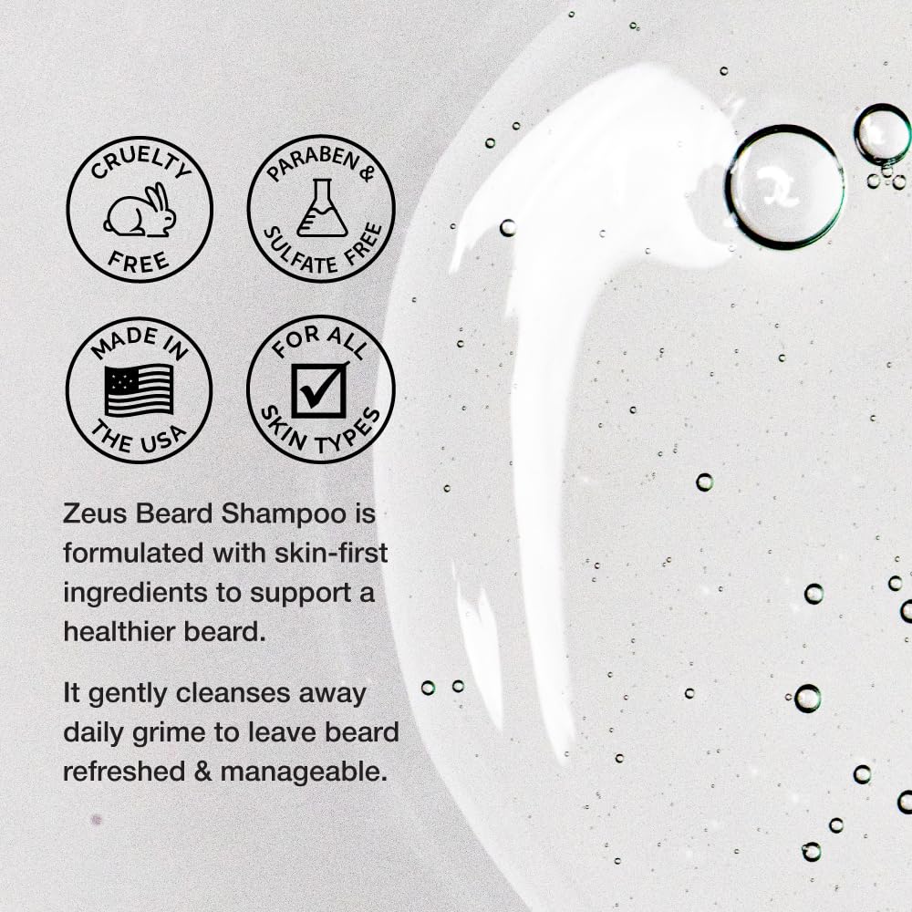 ZEUS Beard Shampoo, Cleansing & Moisturizing with Green Tea & Natural Ingredients to Soften - 8 oz. (Made in USA) Vanilla Rum - Image 5