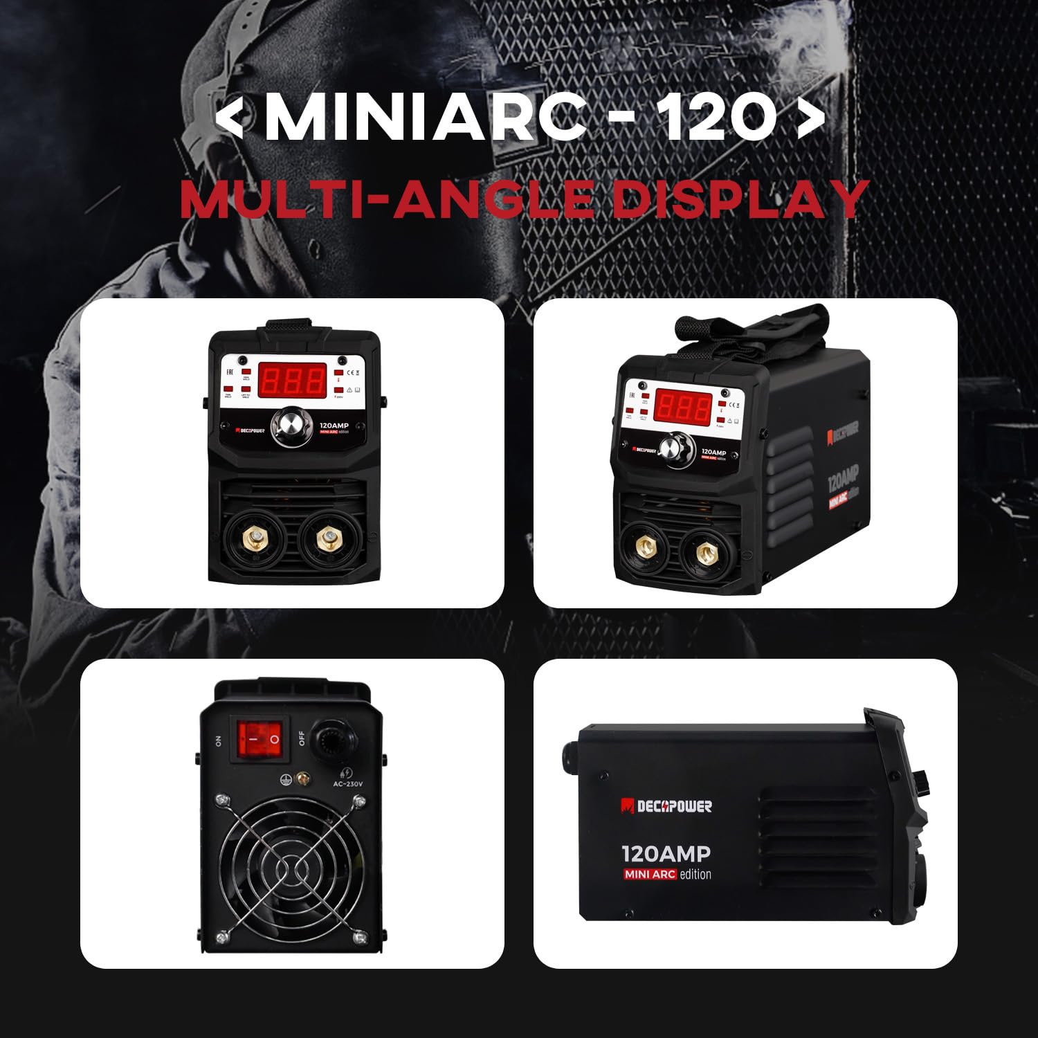 Decapower mini Saldatrice 120A Attrezzatura per saldatura ad arco, Saldatrice ad arco Inverter MMA saldatrice elettrodo Saldatura portatile per uso domestico
