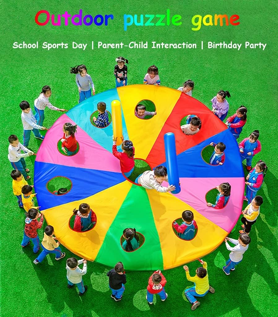 Play Parachute Whack-a-mole Games, School/Company/Party Games, Kids & Adults Agility & Coordination Outdoor Games Parachute Paracaídas(6m/19.6ft)