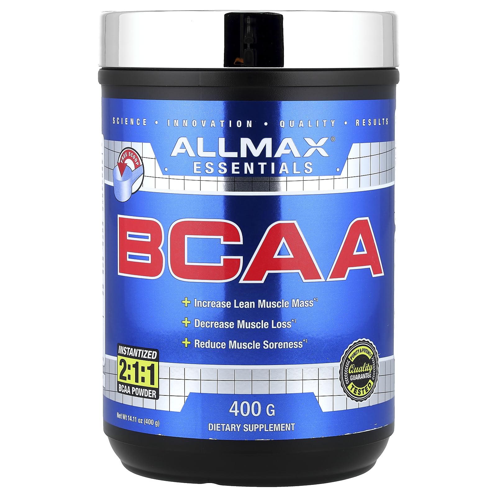 ALLMAX BCAA 2:1:1 Powder, Unflavored, 400 g, 80 Servings