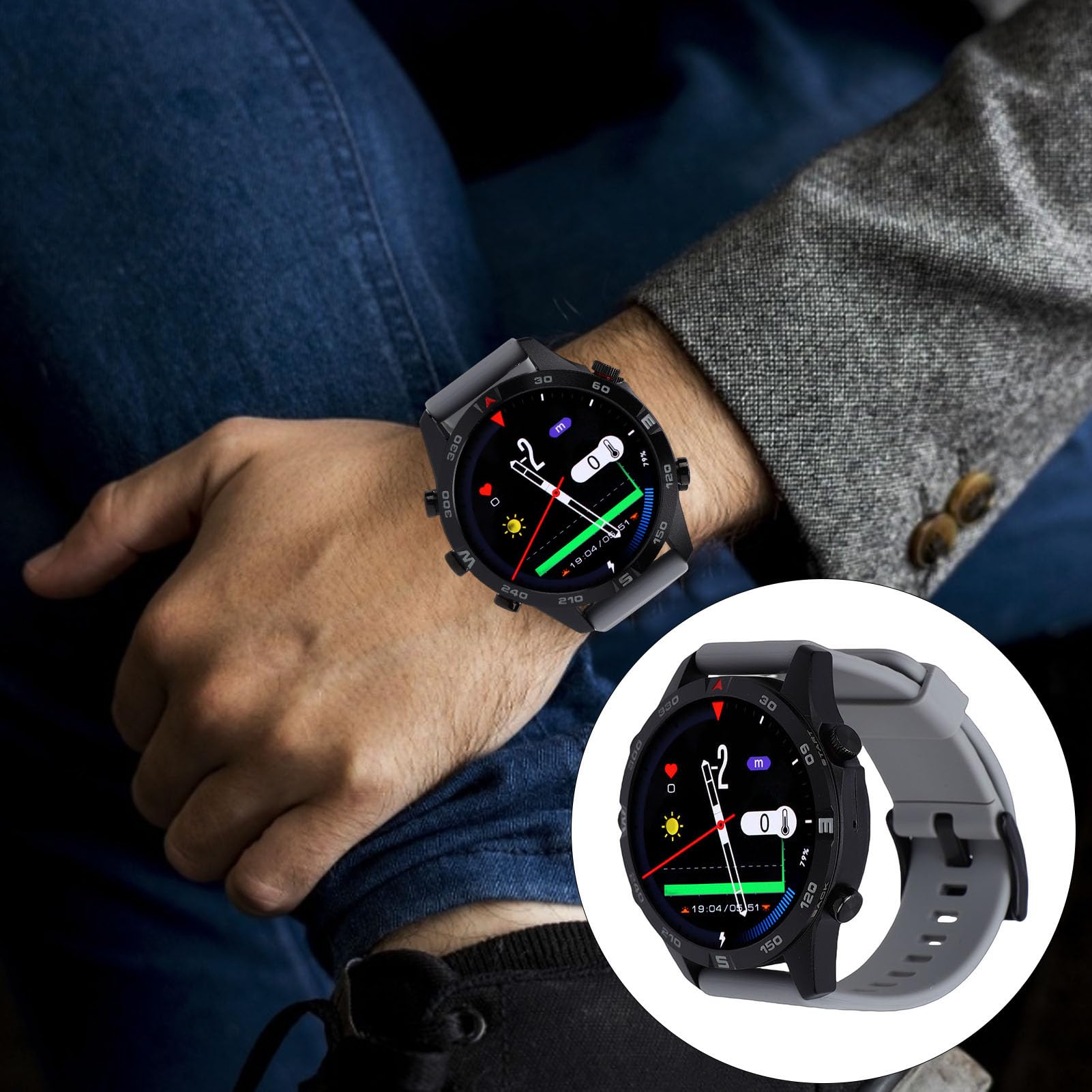 SUNGOOYUE Reloj Inteligente, Reloj de Buceo Inteligente a Prueba de Agua con Sensor de Profundidad de 100 M Duración de la Batería Pantalla de 1,43 Pulgadas para Buceo, Snorkel, Natación,