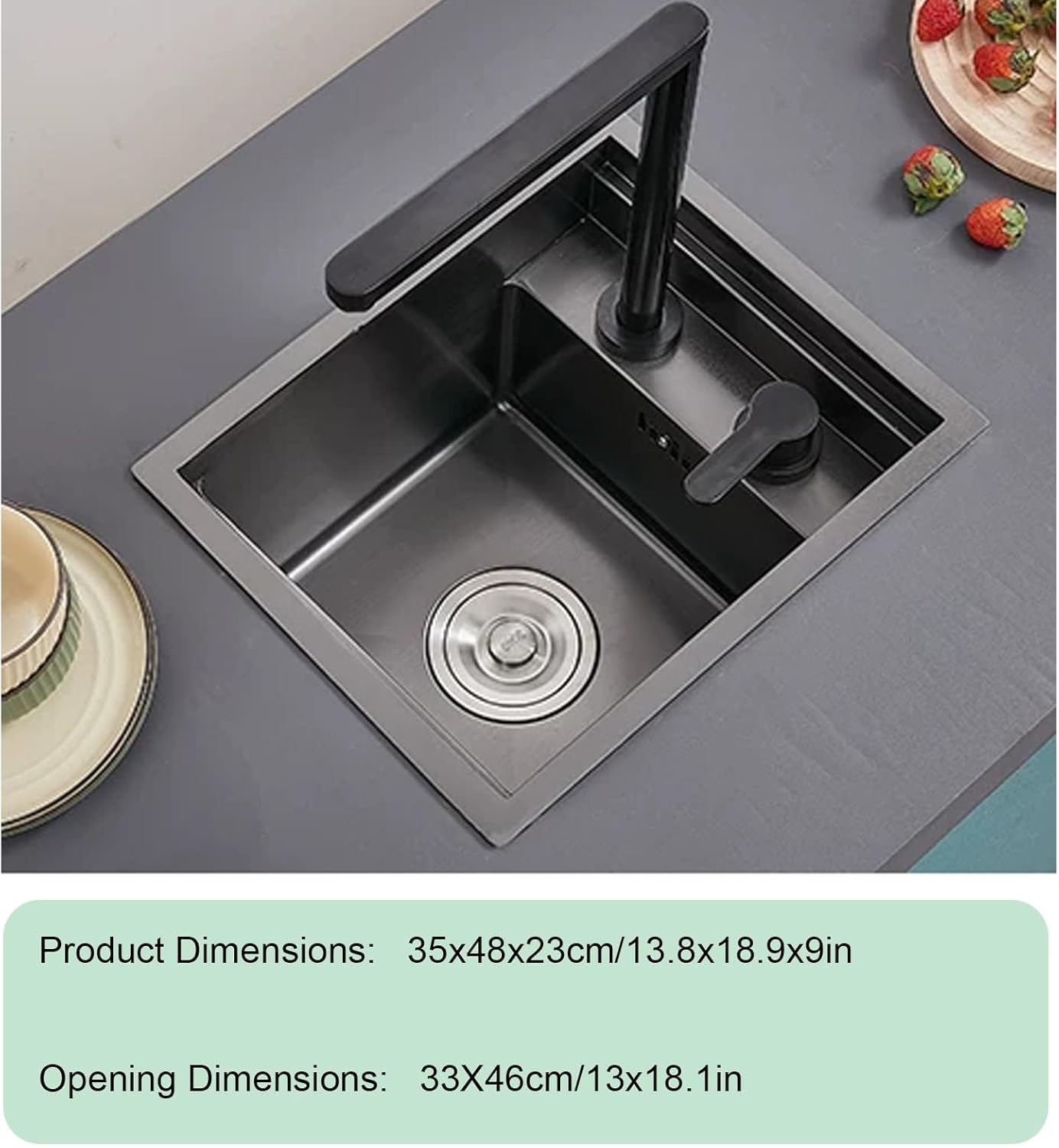 Invisible Stainless Steel RV Sinks, Rv Kitchen Sink with Lifting and Folding, for Kitchen, Bar, for Campers Trailers and Motorhomes Space Saving Design(35x48x23cm/13.8x18.9x9in)