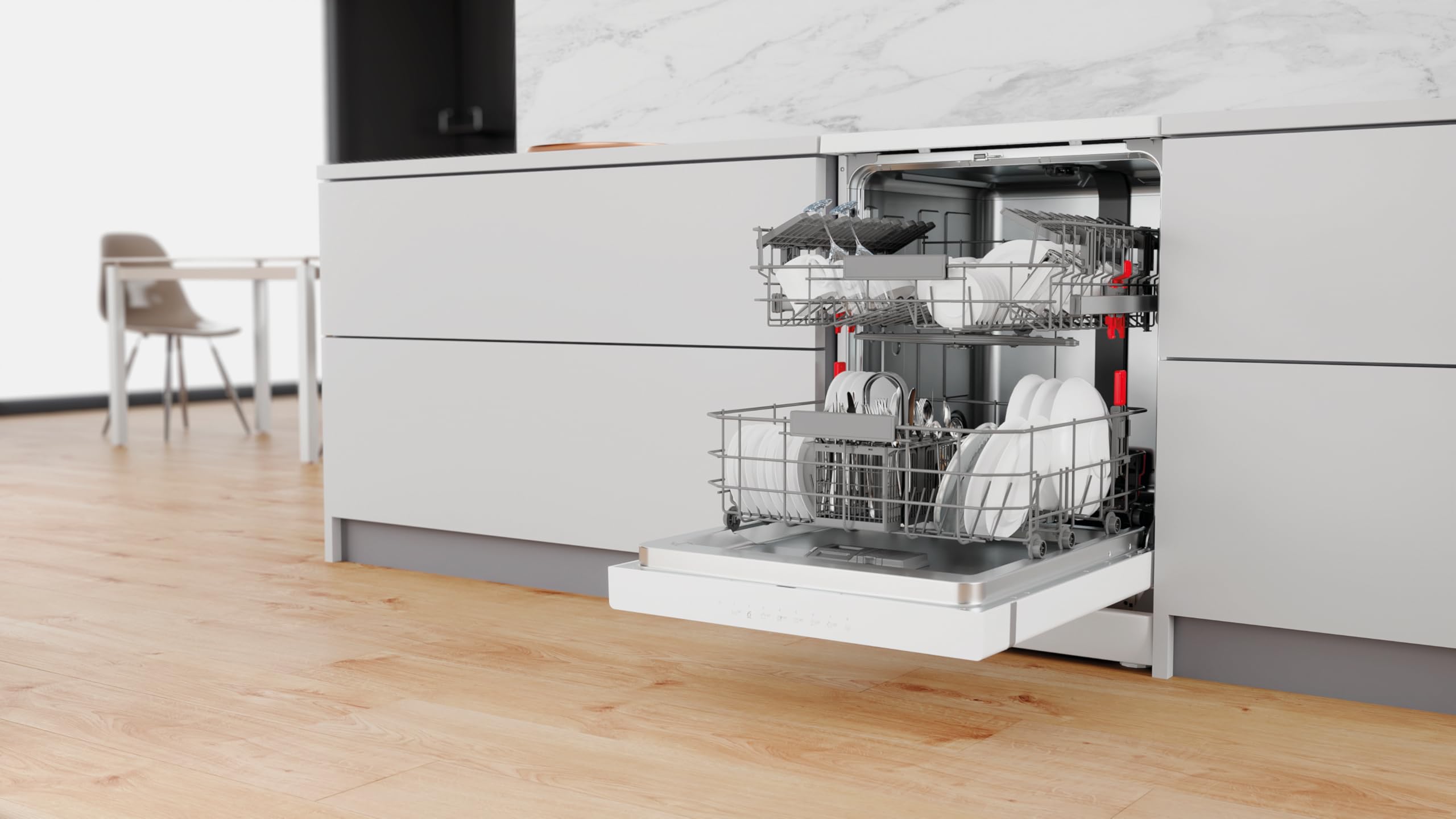 Whirlpool - Lavavajillas WFC 3C34 P 60 cm blanco, tecnología power clean, 44dBA, 14 cubiertos, eficiencia NEL D