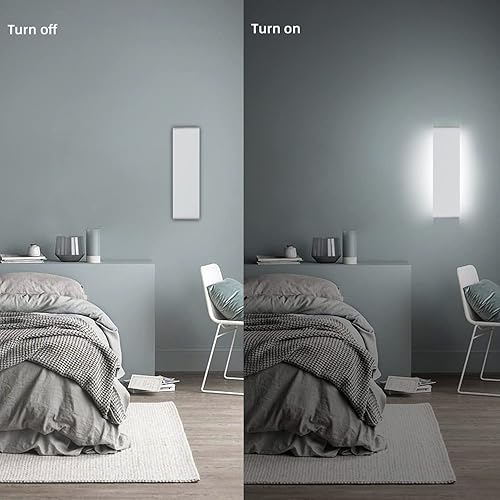 Miniatura 3 de KICAAO Paquete de 2 apliques de pared modernos blancos de 15.7 pulgadas, luz LED de tocador de 16 W para interiores de 16 W, para accesorios de