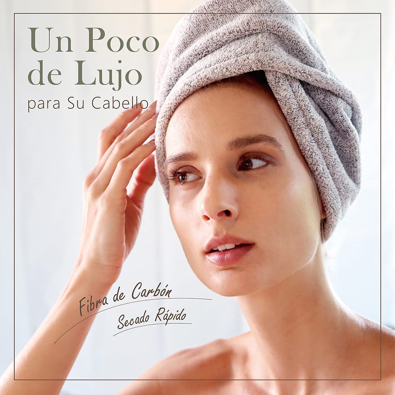 myHomeBody Toallero de Pelo Turbante Secado Rápido Fibra de Bambú Absorbente Ultra Suave Gris 1 Unidad