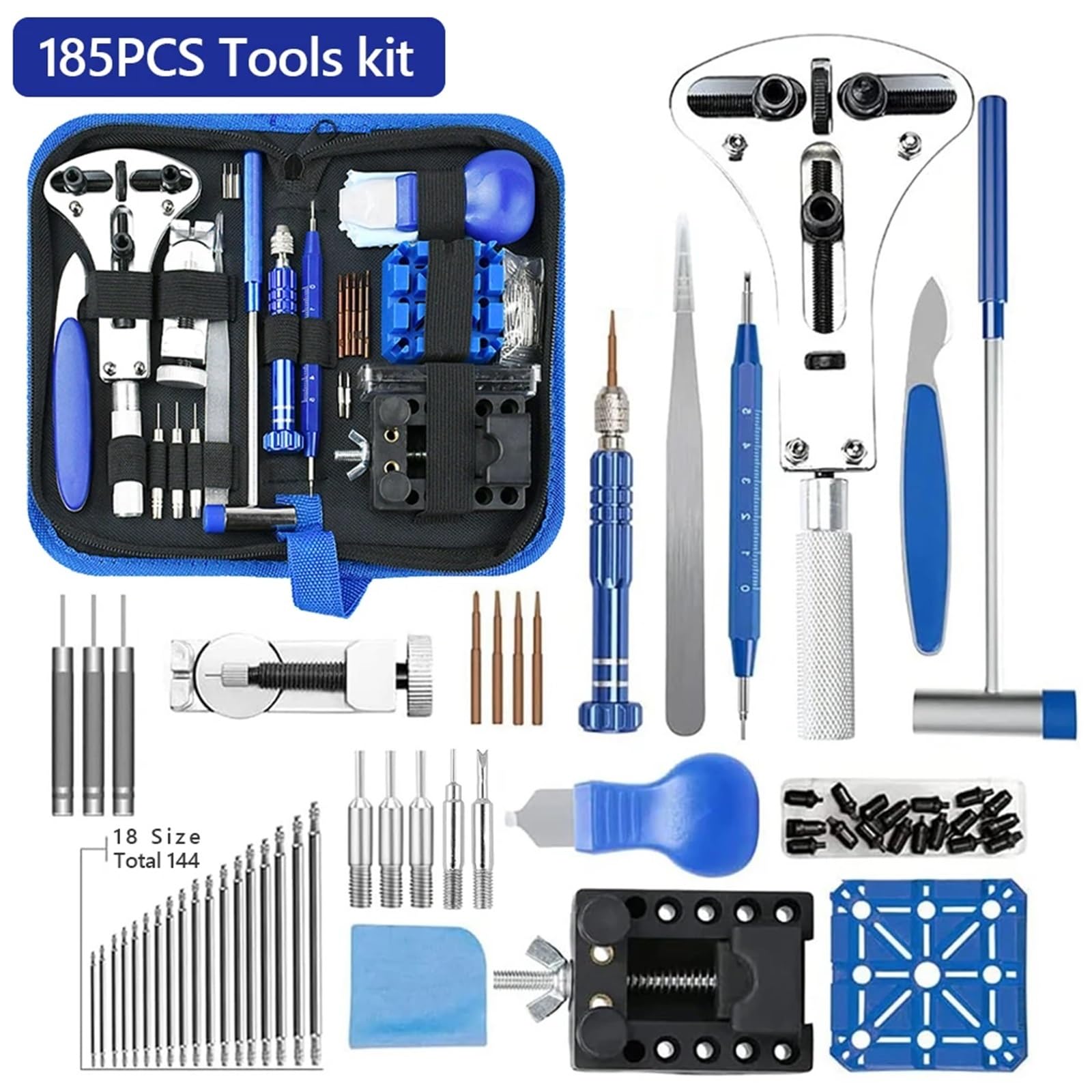 Kit de Herramientas de Cambio de Pilas for Reloj, 185 Uds., for Abrir Relojes, abridor de Carcasa Trasera, Herramienta de reparación de Relojes, Kit de relojero Profesional