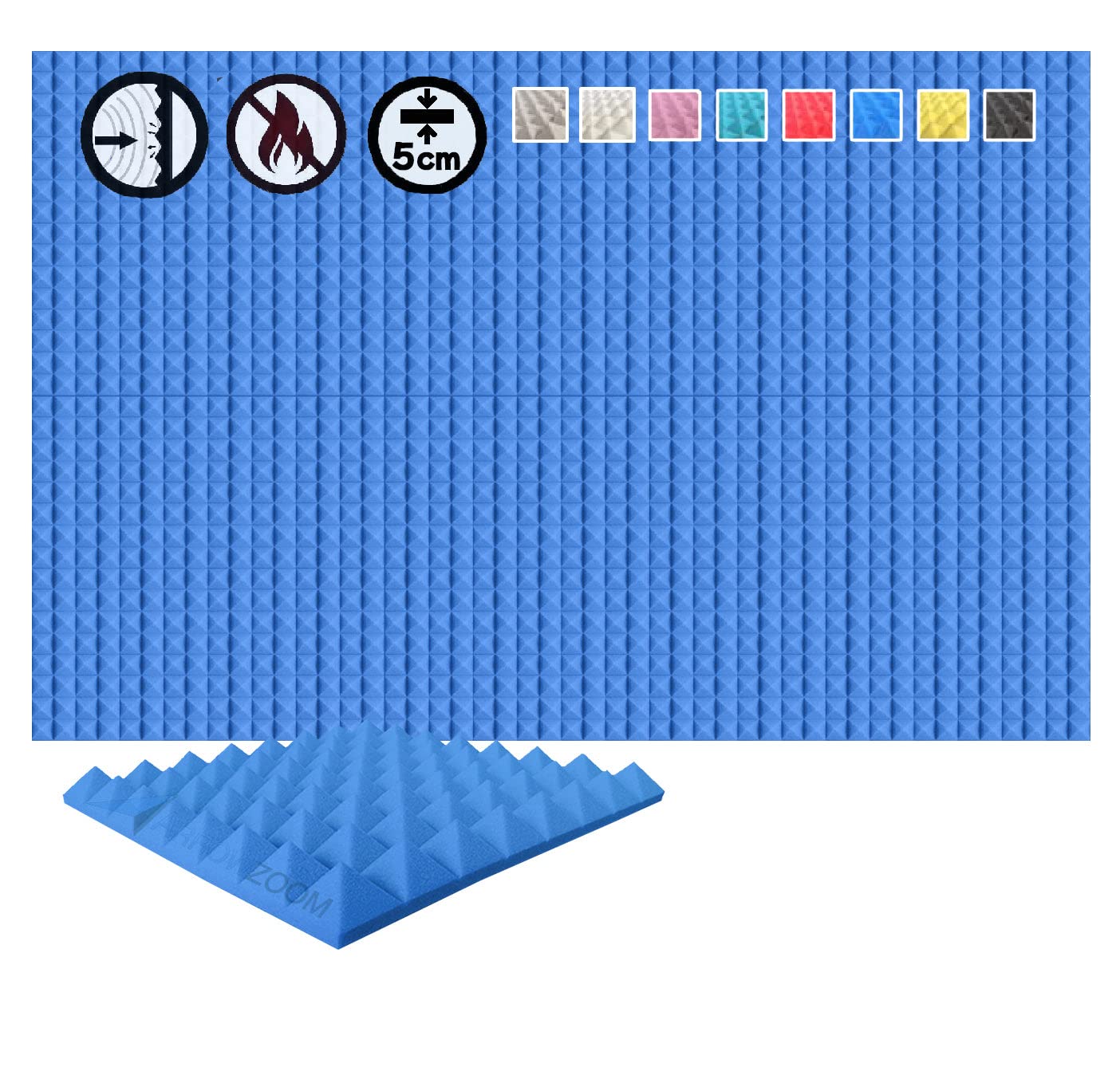 Arrowzoom 24 Panels acustico absorción sonido Pirámide 25x25x5cm Espuma acústica aislamiento acustico estudio de grabación Casas Estudios Azulejos Incombustibles Insonorizados AZ1034 PERLA BLANCA — view 11