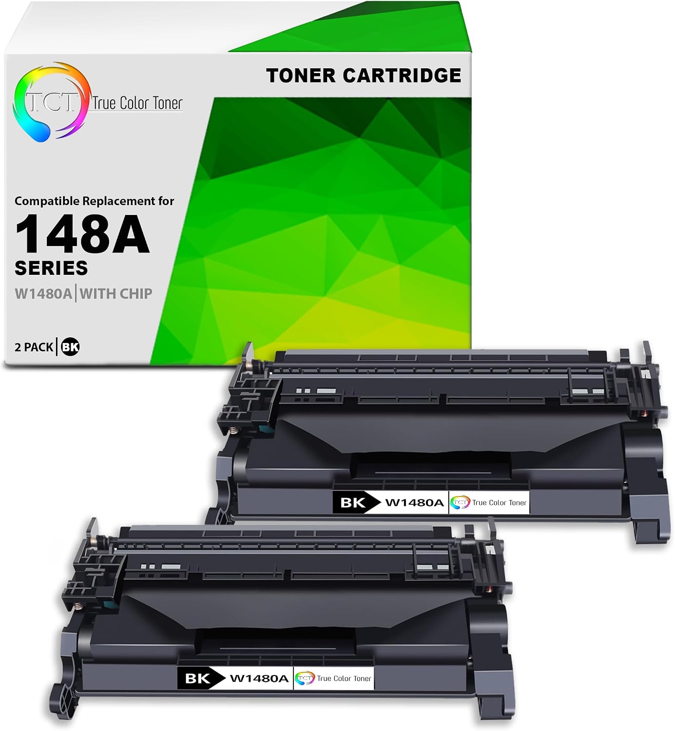 TCT Compatible 148A Black Toner Cartridge 2 Pack - Replacement for HP W1480A - Works with HP LaserJet Pro 4001, 4001dn Printers - 2,900 Pages Yield