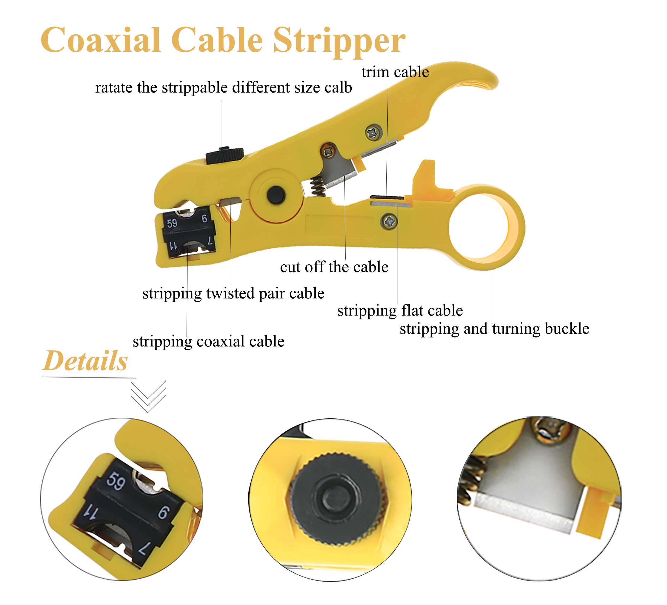 Buy Coax Cable Crimper Kit Coaxial Cable Compression Tool Kit with