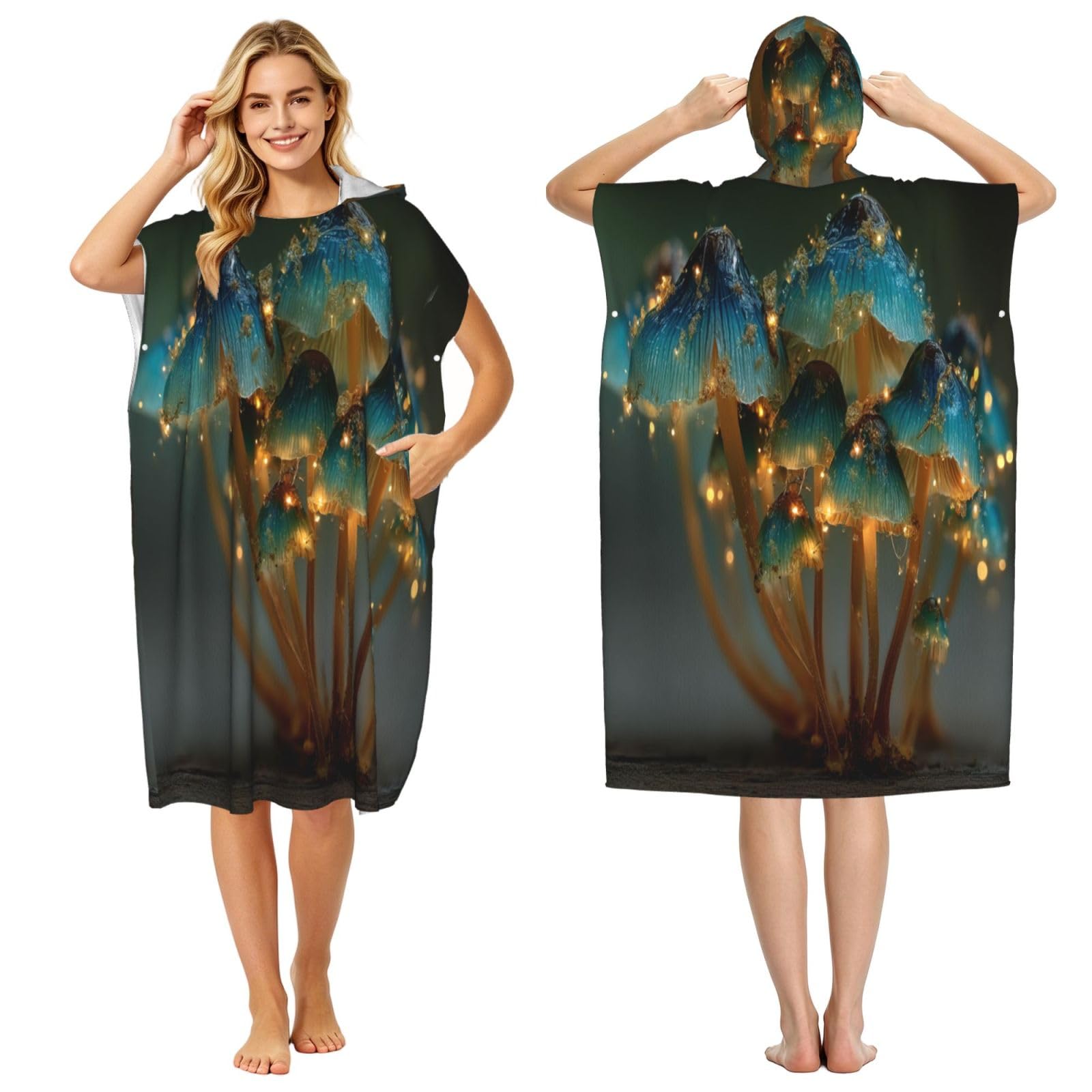 DTHKJNLSF The Secret Of Mushrooms Adult Hooded Beach Poncho Towel