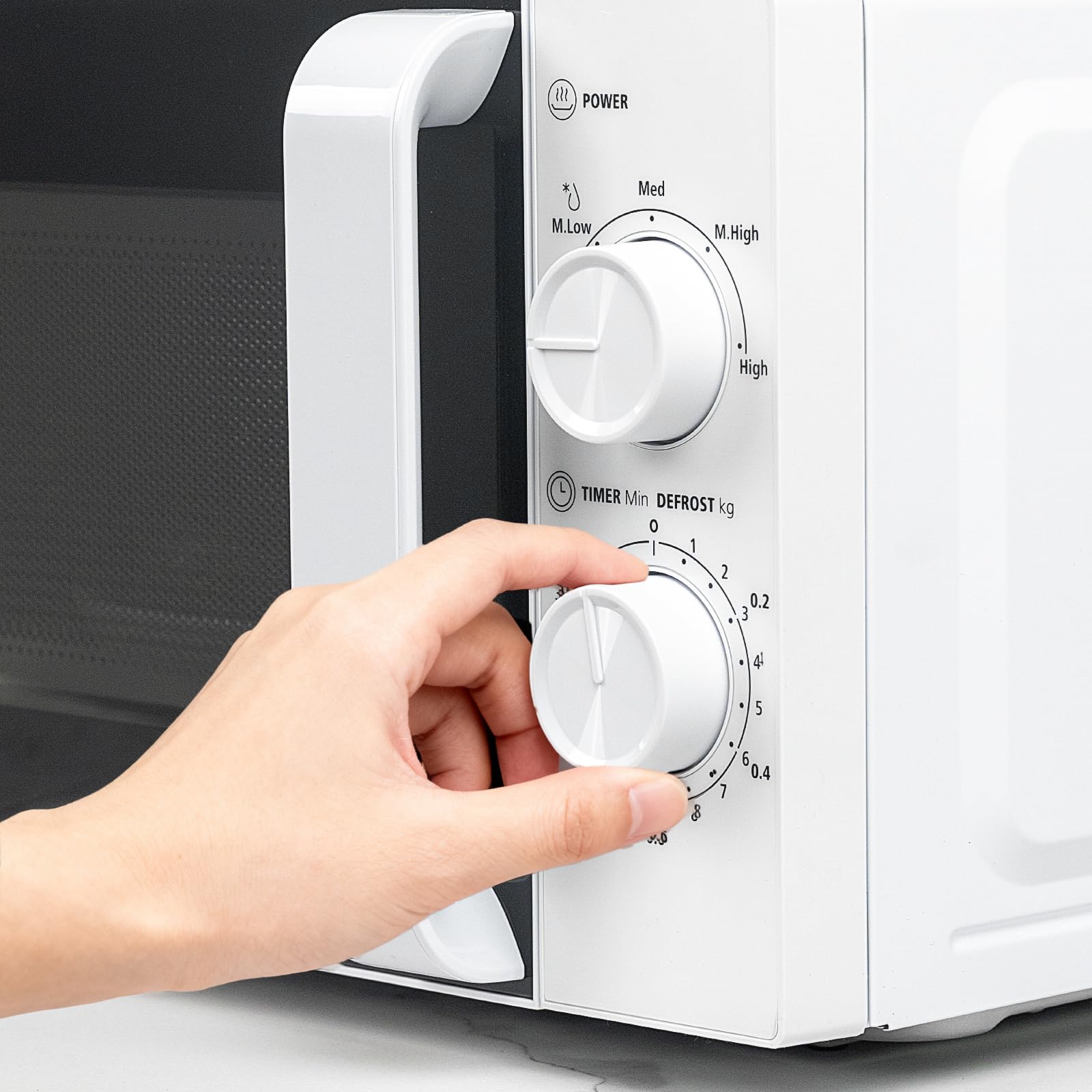 Smad Micro-ondes, 20L, 700W, Petit Micro onde, 5 Niveaux de Puissance, Décongélation par Temps/Poids, Minuterie 35mins, Plateau Tournant 255mm, Blanc
