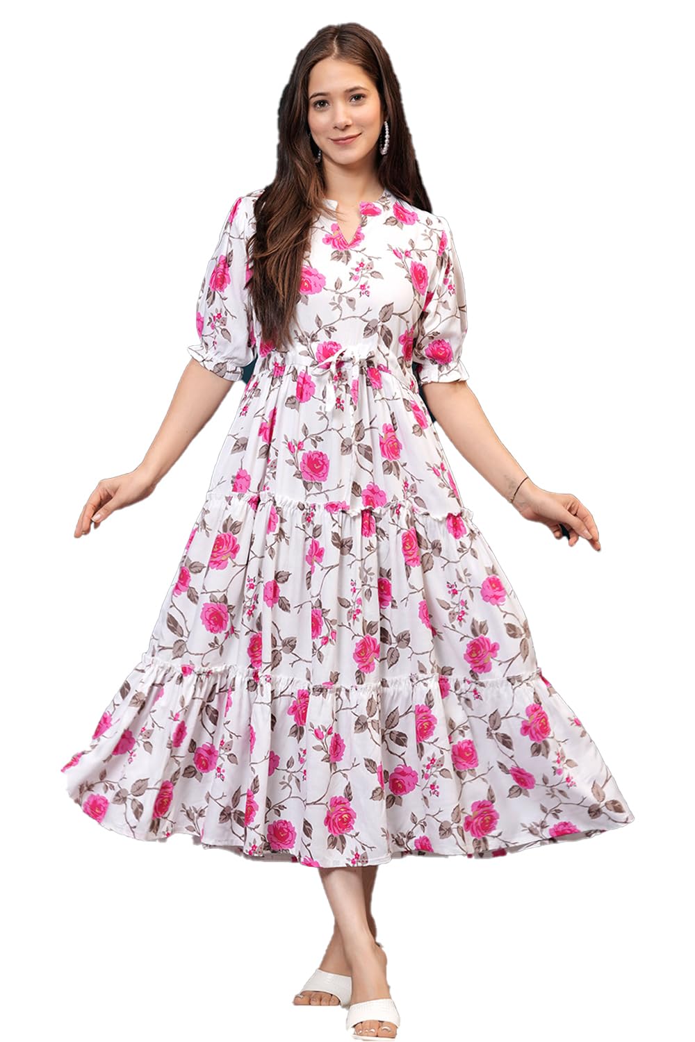 Kuruti B Sheets Brand Women's Calf Length Printed Anarkali Kurti for Women |Western Kurta for Women