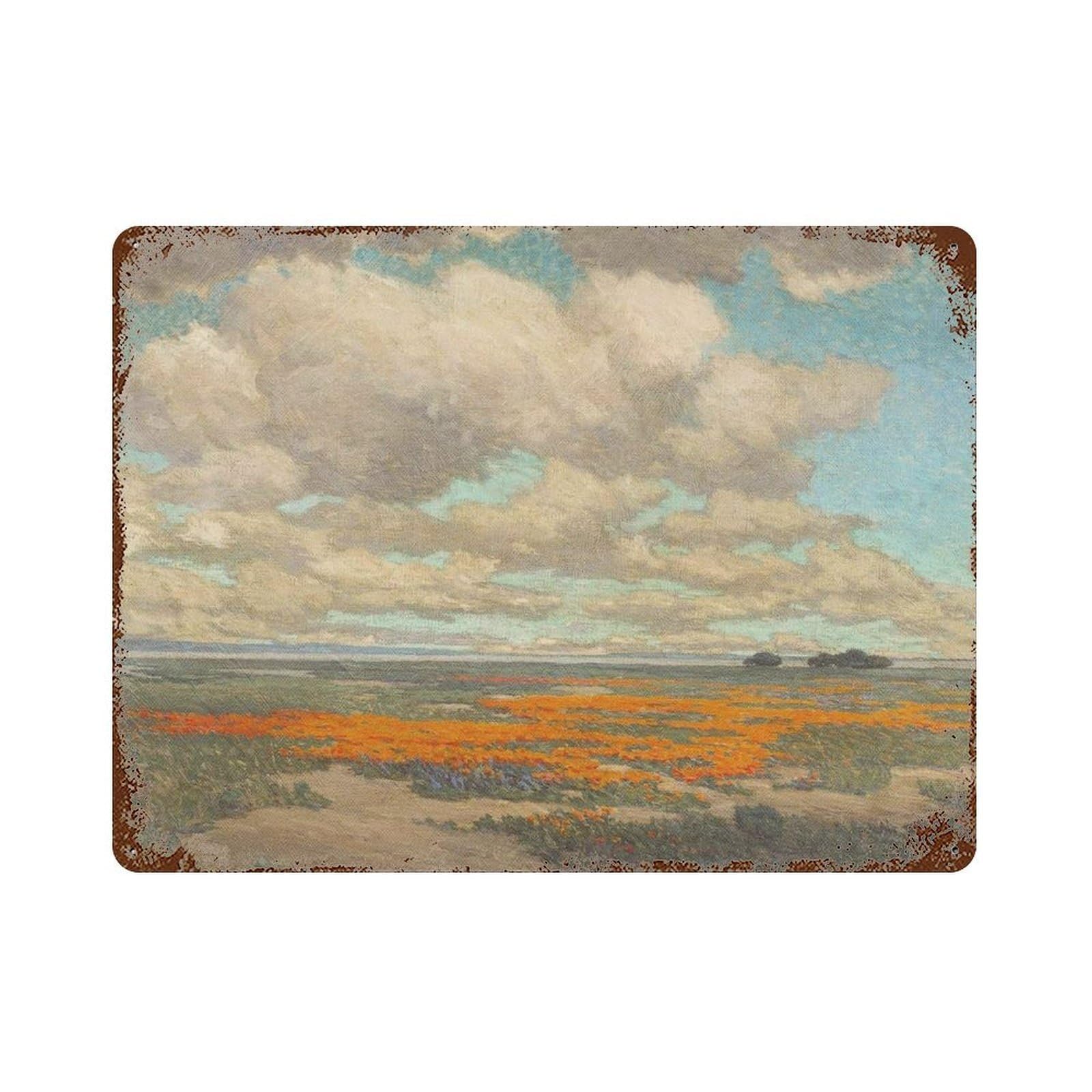 xiaoxiaoshen Wildflower Art, Sea of ​​flowers, Warm-toned Field Scenery Wall Decor Art Metal Tin Poster Modern Home Decor Art Home Bar Shop Decorations Vintage Sign 30x40cm