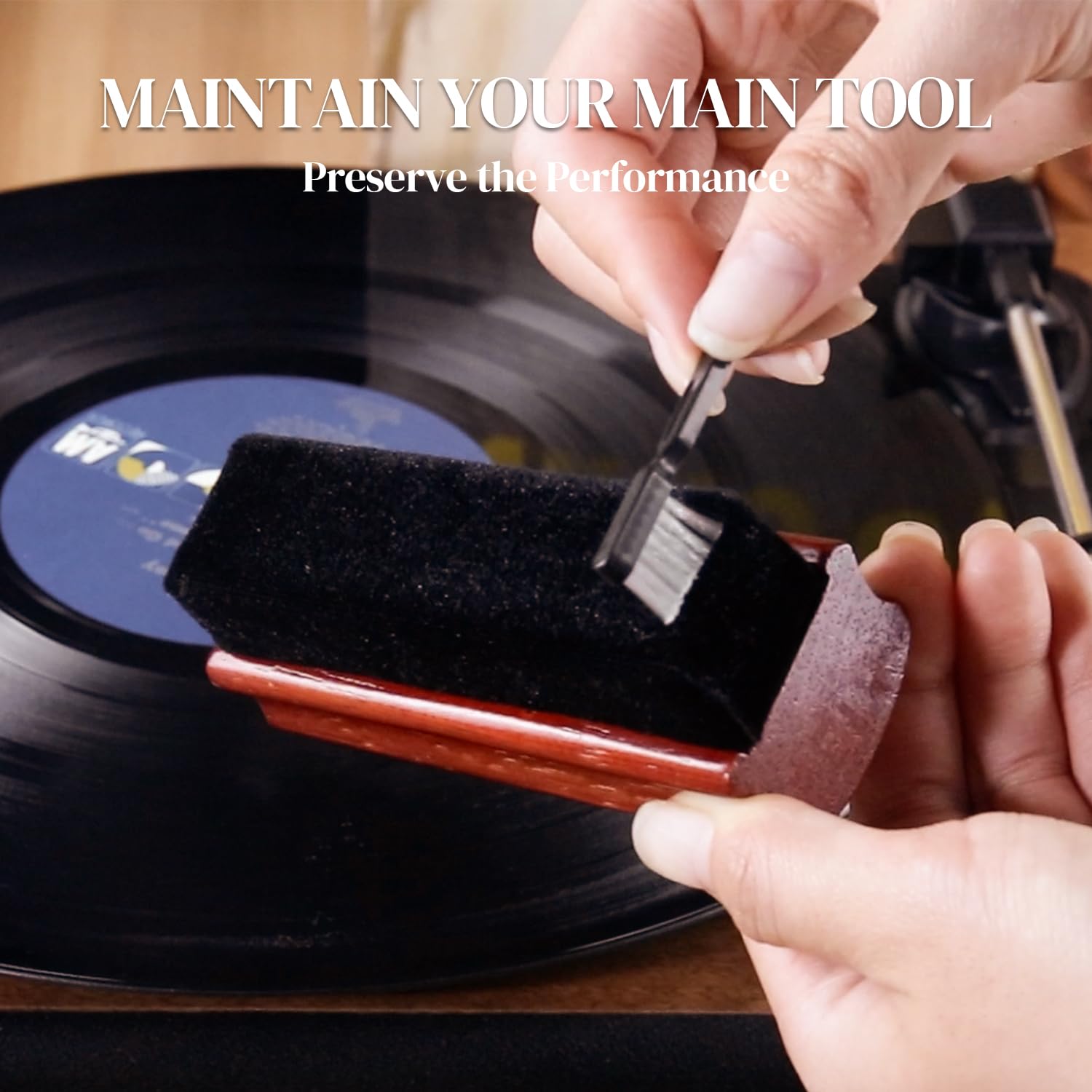 XQ XIAO QIAO Kit de limpieza de discos de vinilo 6 en 1, incluye cepillo de terciopelo suave, líquido de limpieza, cepillo para lápiz capacitivo, cepillo de limpieza, paño de limpieza y bolsa de