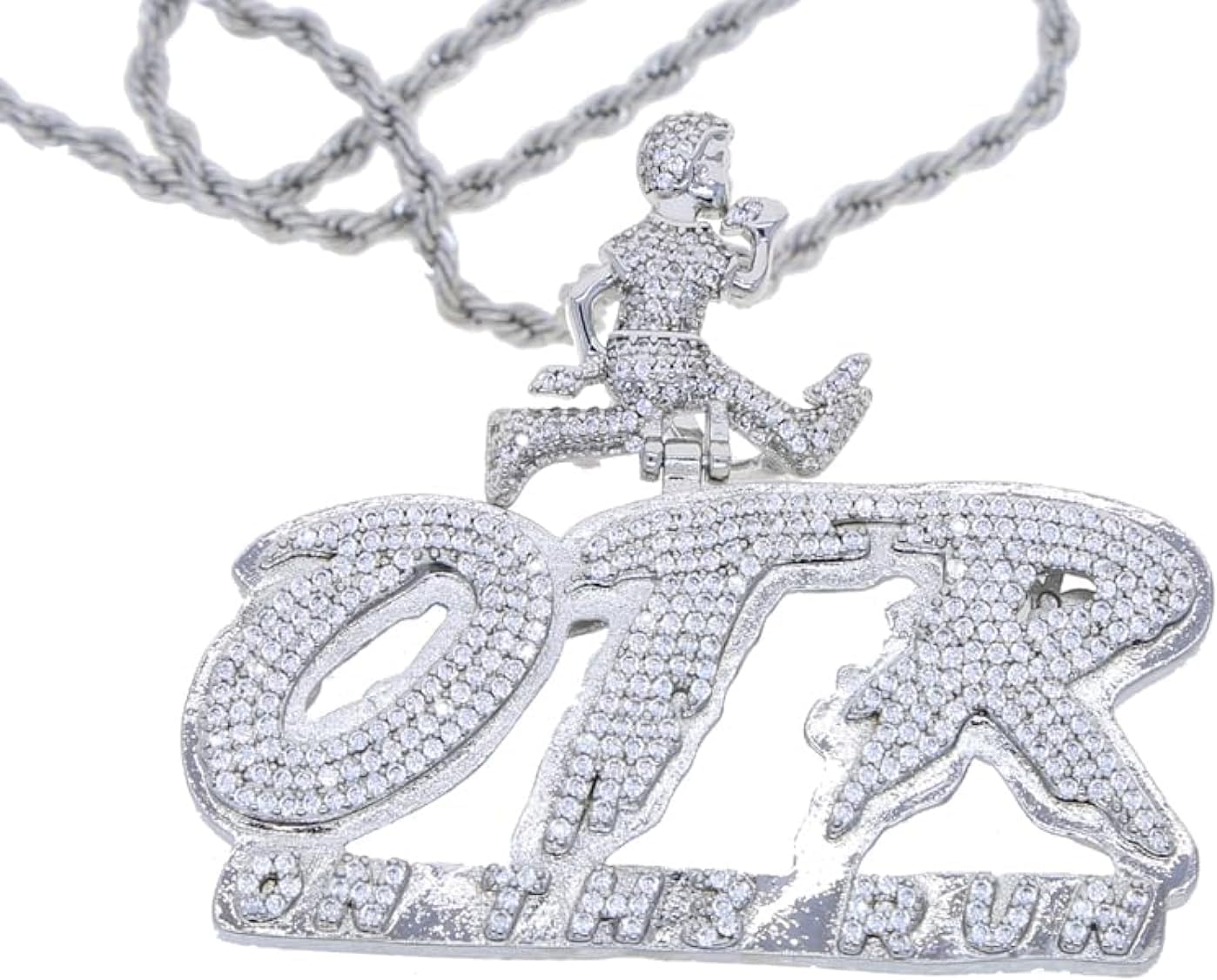 Iced Out OTR On The Run Letter Pendant for Hip Hop Men Boy 5A CZ Micro Pave Necklace Jewelry
