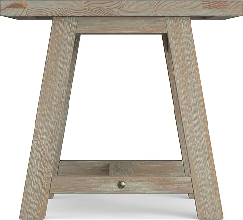 Miniatura 145 de SIMPLIHOME Sawhorse - Mesita de noche de madera maciza de 24 pulgadas de ancho, moderna, industrial, color gris envejecido, para sala de estar y