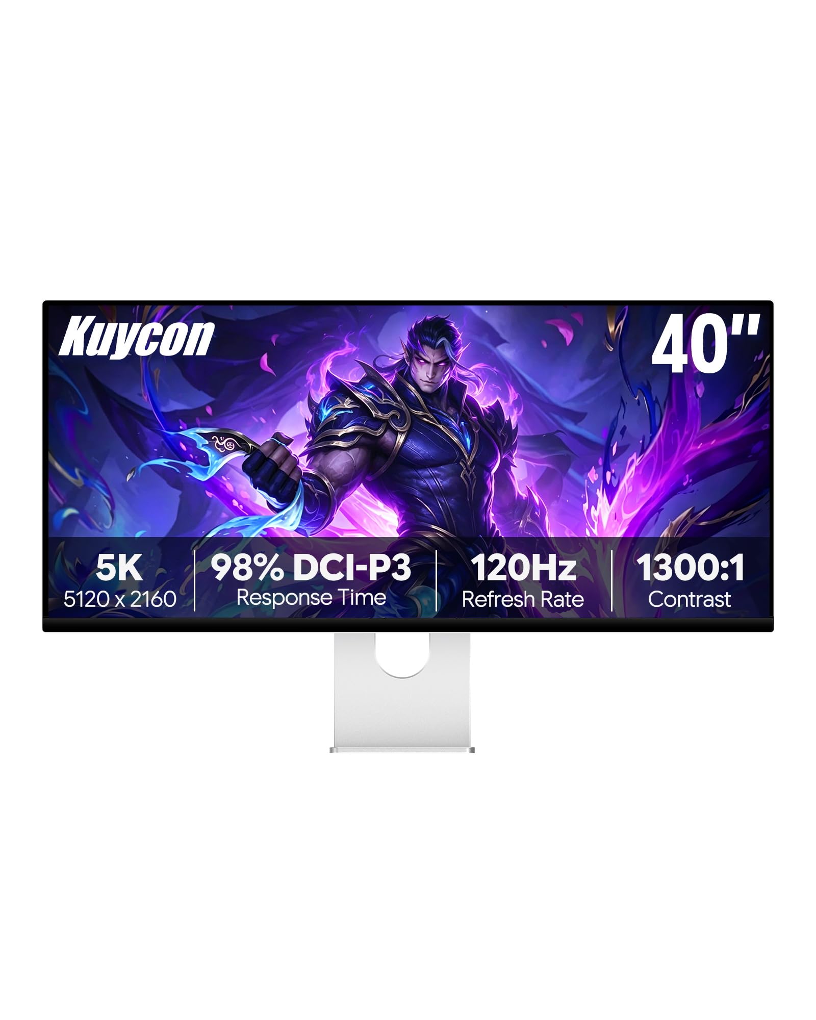 P40K 40-calowy monitor gier UHD 5K (5120 x 2160), 120Hz, panel IPS, 10-bitowa głębia kolorów, 99% sRGB, 98% DCI-P3, HDR, stosunek kontrastu 2000:1, ochrona oczu (Honeycomb - with Stand)