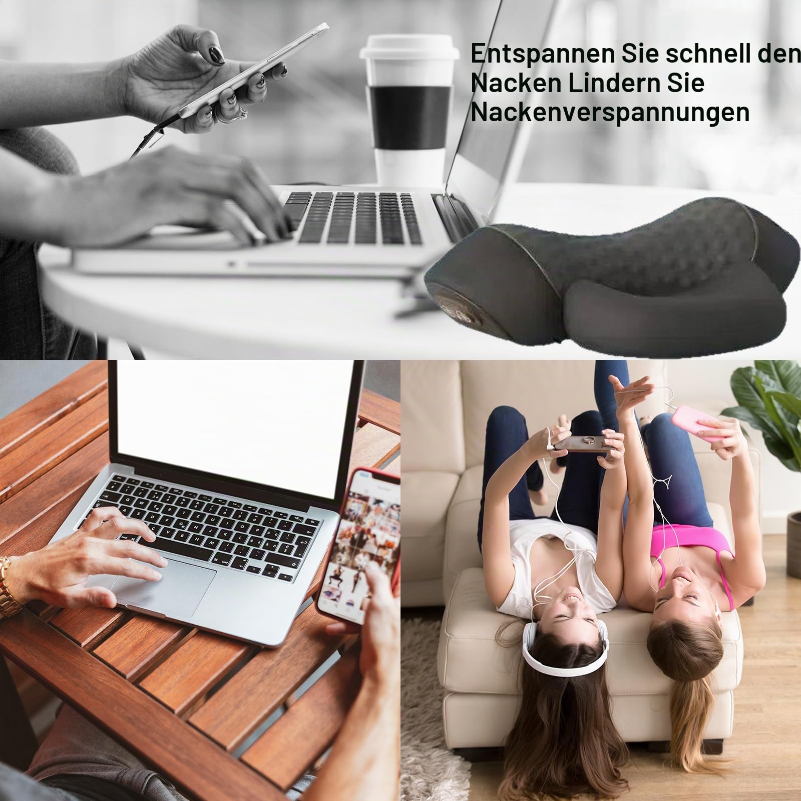 Generisch Ergonomisches Nackenkissenn,Memory Foam Nackenkissen,Nackenkissen zur Entspannung,Nackenkissenfür Büro,Relaxkissen Nacken,Nackenstützkissen ergonomisch,Passive Nackenstütze,Grau