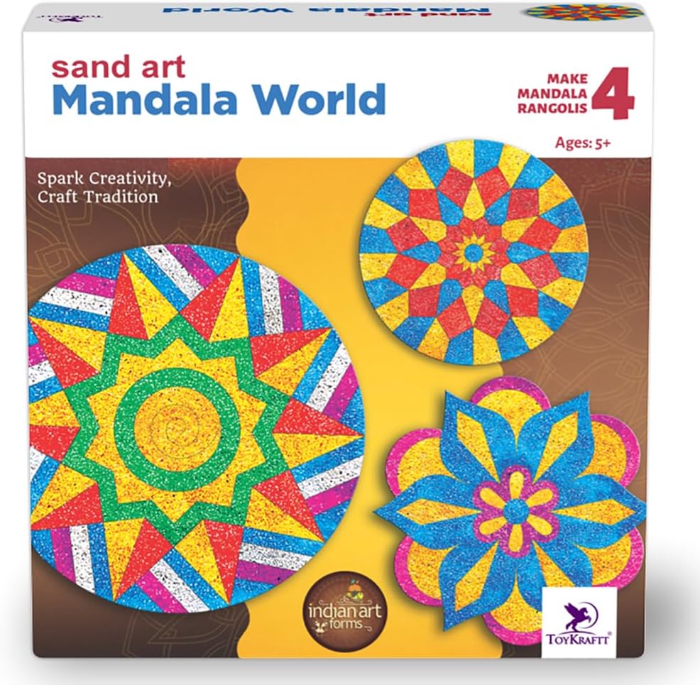 - TOYKRAFTT Sand Art Mandala World Kit for Kids, Art and Craft Activity, Gift for Boys Girls 5 to 12 Years Old