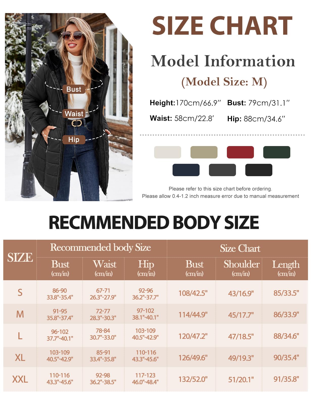CMTOP Chaqueta Mujer Invierno Cálido Abrigo Acolchado Mujer Forro Polar Chaqueta Cremallera Largo con Capucha Termico Abrigo Casual Elegante Cazadora Hoodie Parka con Bolsillos
