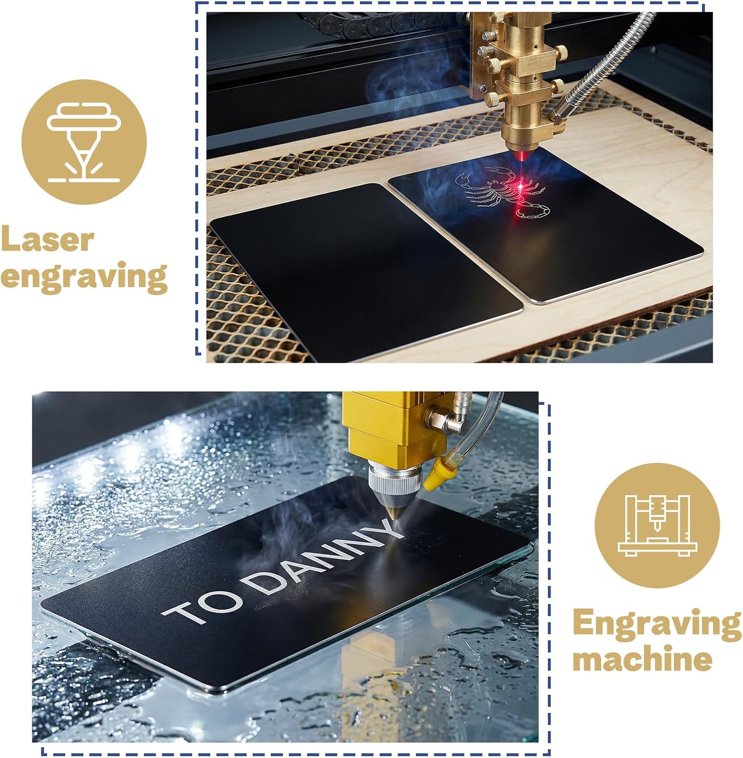 50pcs Metal Business Cards,0.8 mm Thickness Aluminum Business Card Blanks for Laser Engraving Home Office Customer DIY Gift Plate Invitations, 86 x 54 mm