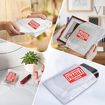 540Pcs Dish Packing Supplies for Moving, 270 Cushion Foam Wrap Pouches & Sheets 4 Sizes (16x12, 12x12, 12x7.8, 7.8x7.8) with 70 Fragile Stickers Plate Packing Sleeves for Fragile Shipping Storage