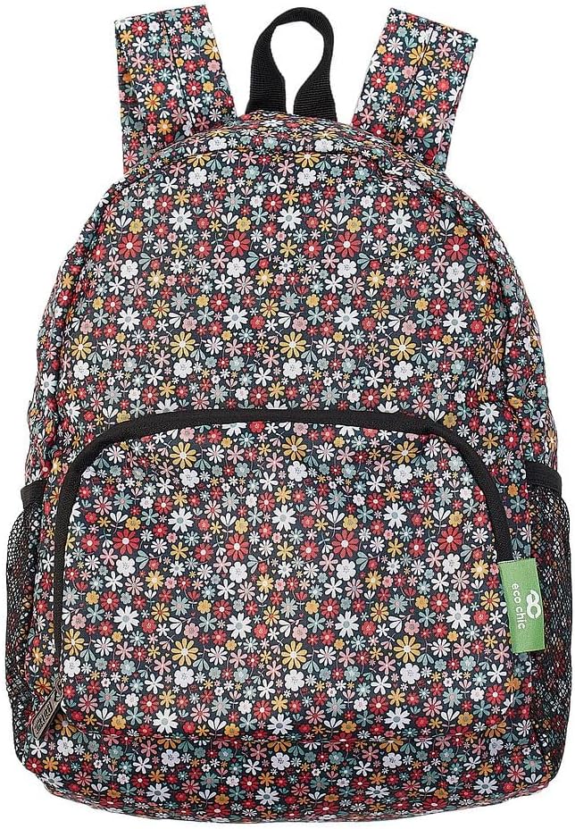 ECO CHIC Lightweight Foldable Water Resistant Mini Backpack Folds Into Pouch for Storage