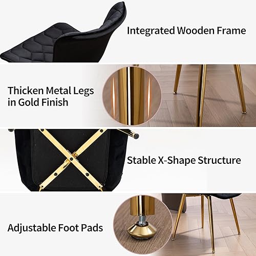 Miniatura 5 de X-VOLSPORT Juego de 4 sillas de comedor de terciopelo, sillas de comedor para cocina, comedor, silla moderna para sala de estar, dormitorio, silla