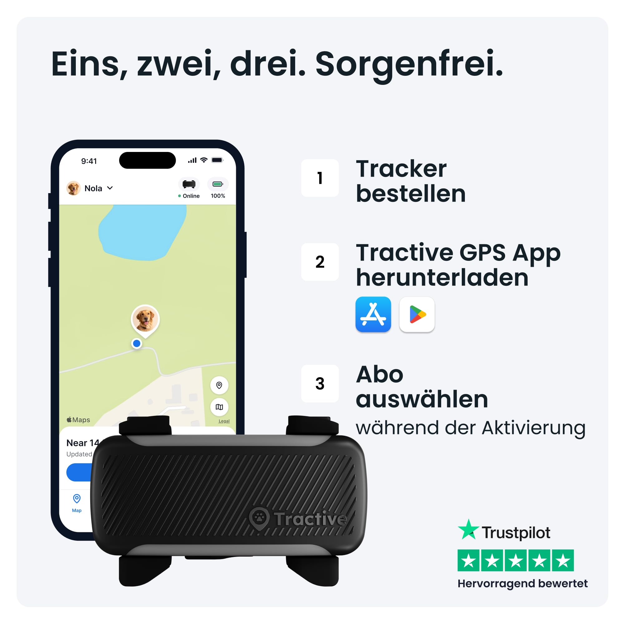 Tractive XL Smarter Hunde GPS Tracker | Modell 2026 | Live-GPS-Ortung | Weglaufalarm & Gesundheitswarnungen | Überwachung der Vitalwerte | Lange Akkulaufzeit | Empfohlen von Martin Rütter (Schwarz)