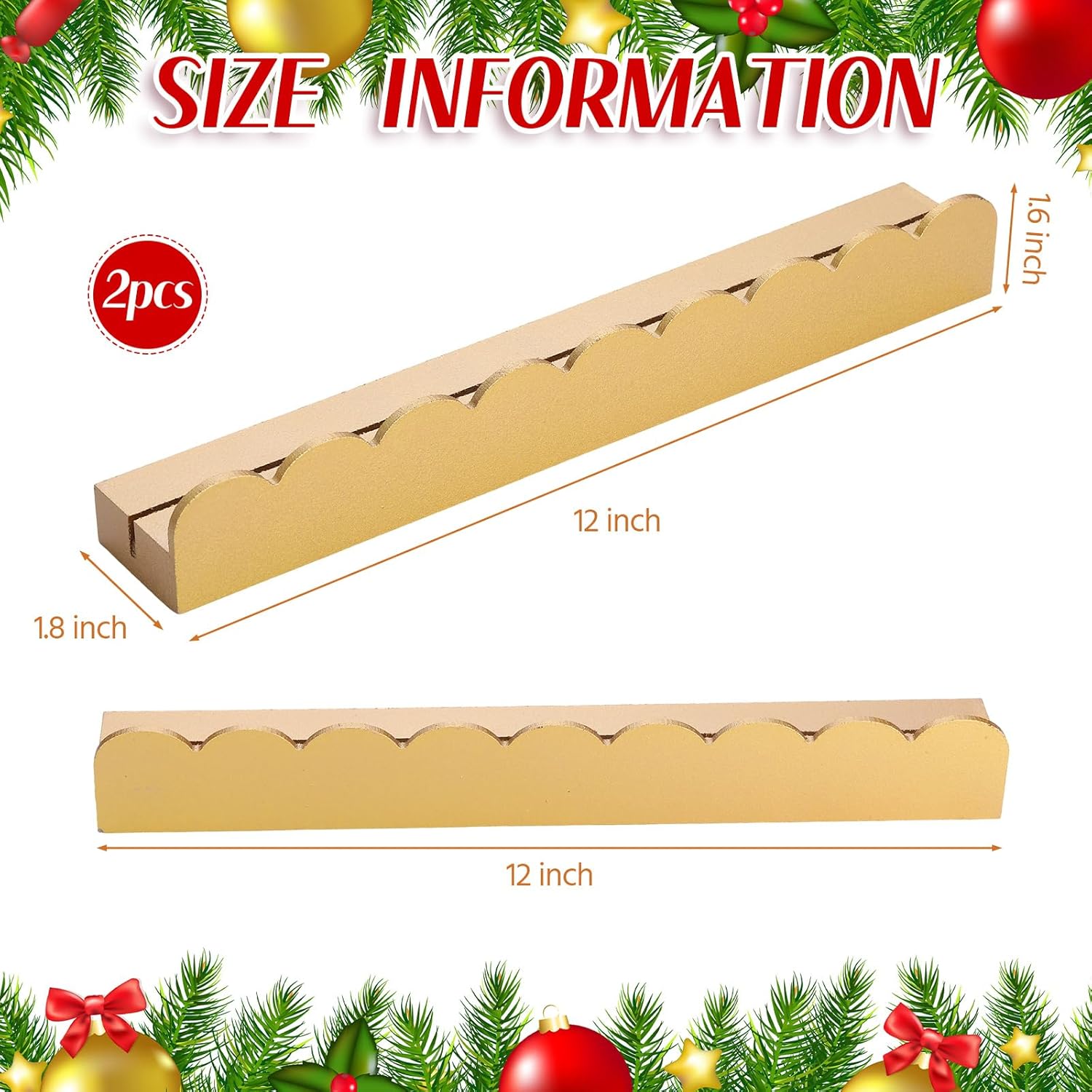 Condition photo showing Good Condition for 2 Pcs 12 Inch Scalloped Edge Christmas Card Display Wooden Christmas Card Holder Postcard Display Stand Organizer for Decoration Holiday Side Table Console Table Mantel Shelf Desk(Gold)