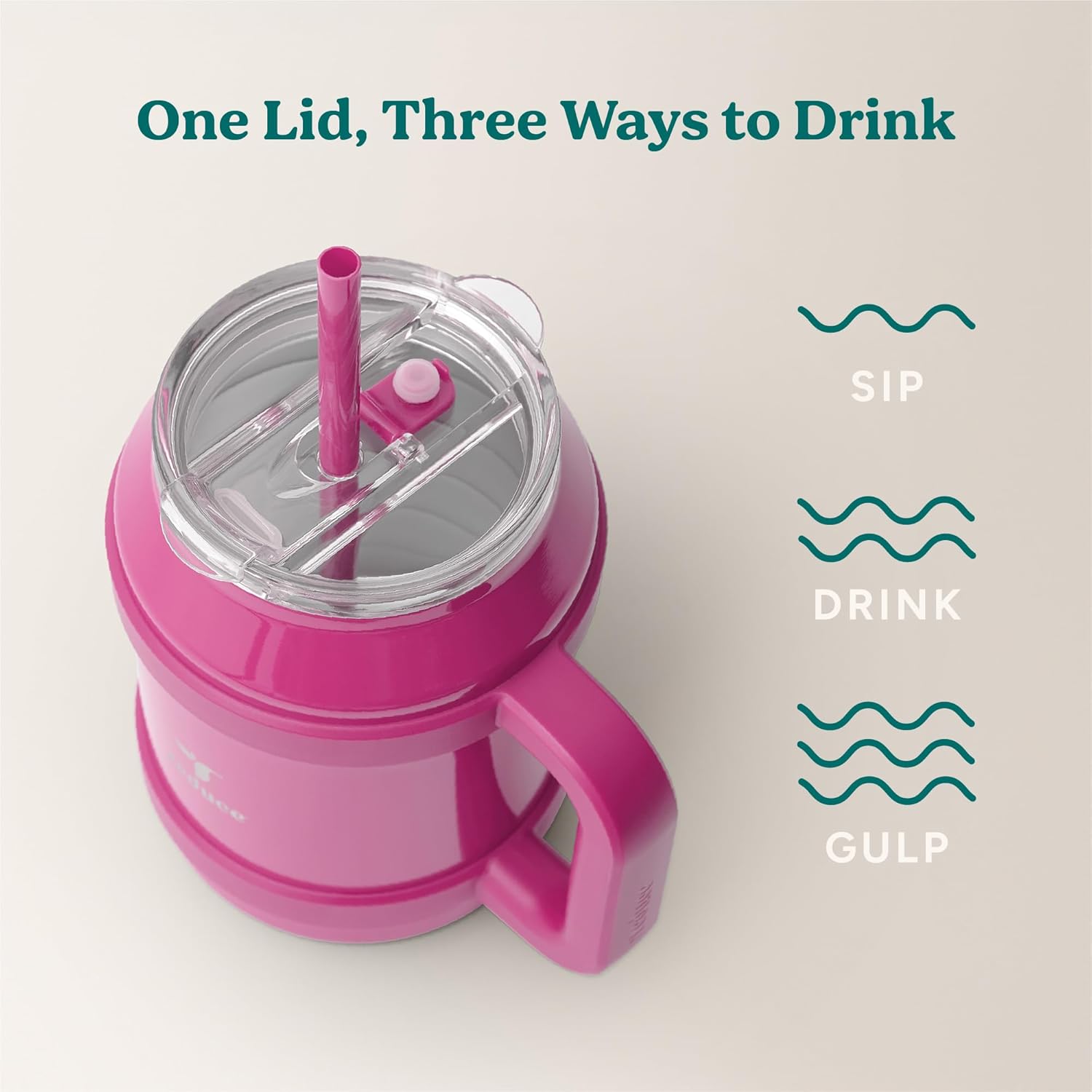 REDUCE Reusable 50 oz Cold1 Water Tumbler – Ergonomic Handle – Double-Wall Insulation – Sturdy Desktop/Tabletop Mug with Lid and Straw – BPA-Free – Stainless Steel for Gym, Home, or Office– Sangria - Image 5