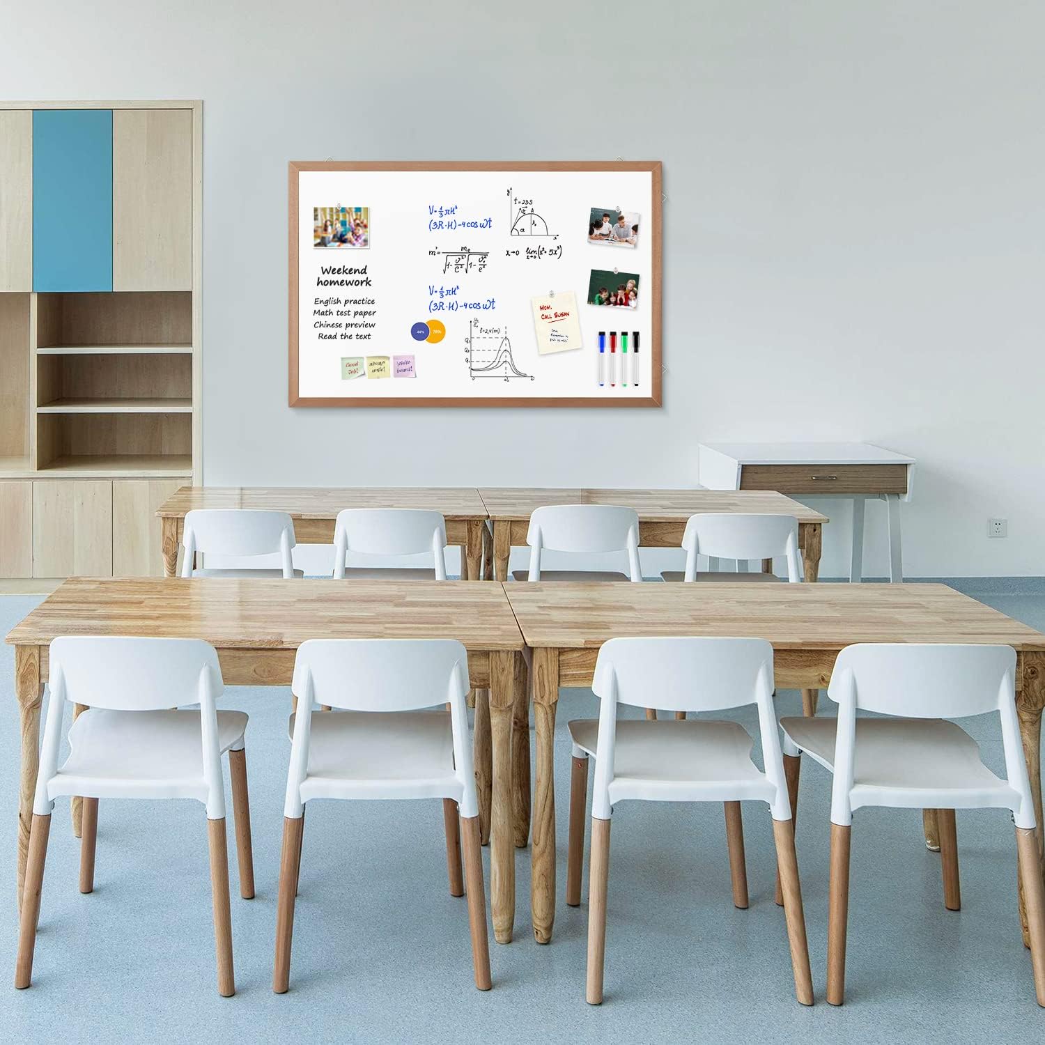 M MIOU Magnetic Whiteboard for Wall 36x24 Inches, Dry Erase White Board with Natural Wood Frame for Home, Office, School…
