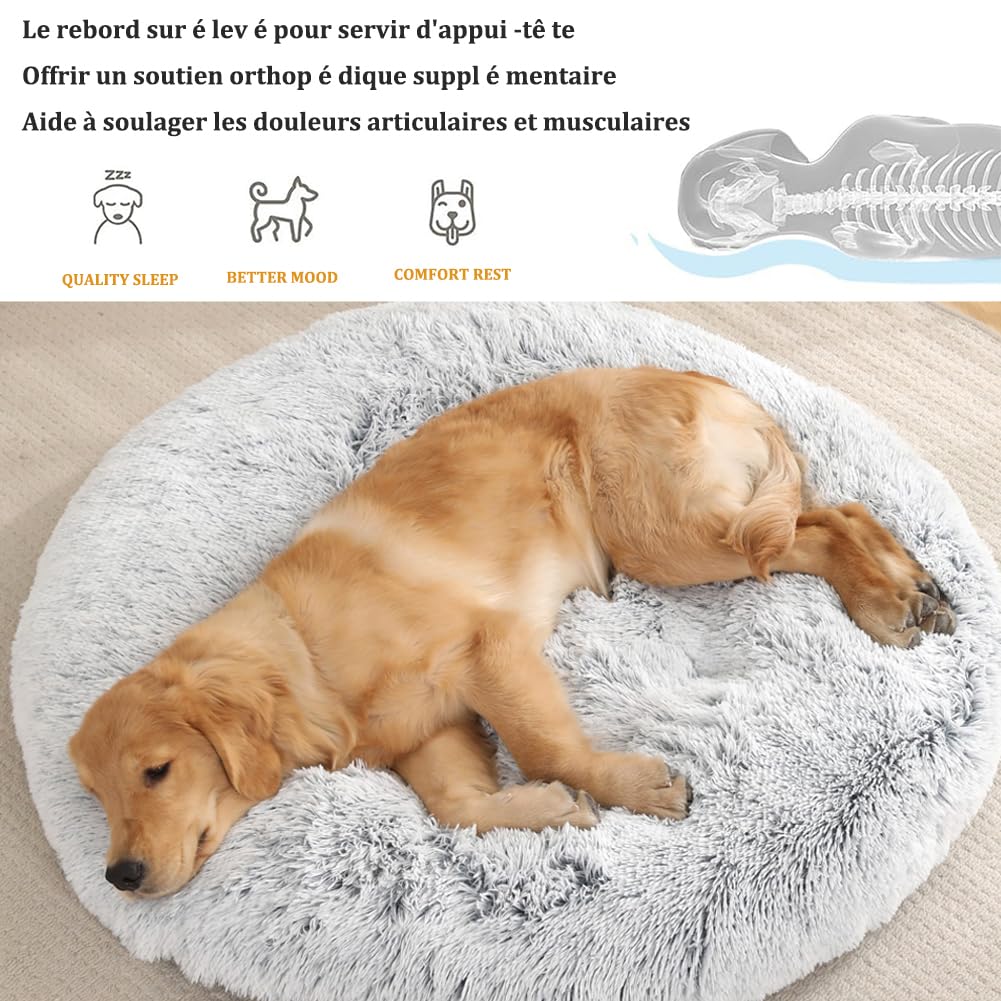 Coussin Rond Chien Grande Taille XXL, Panier Chiens Moelleux et Apaisant, Canapé Lavable, Tapis Matelas Lit Antidérapant pour Petit Moyen Animaux (Café Ombré,L 100 x l 100 x H 14cm)