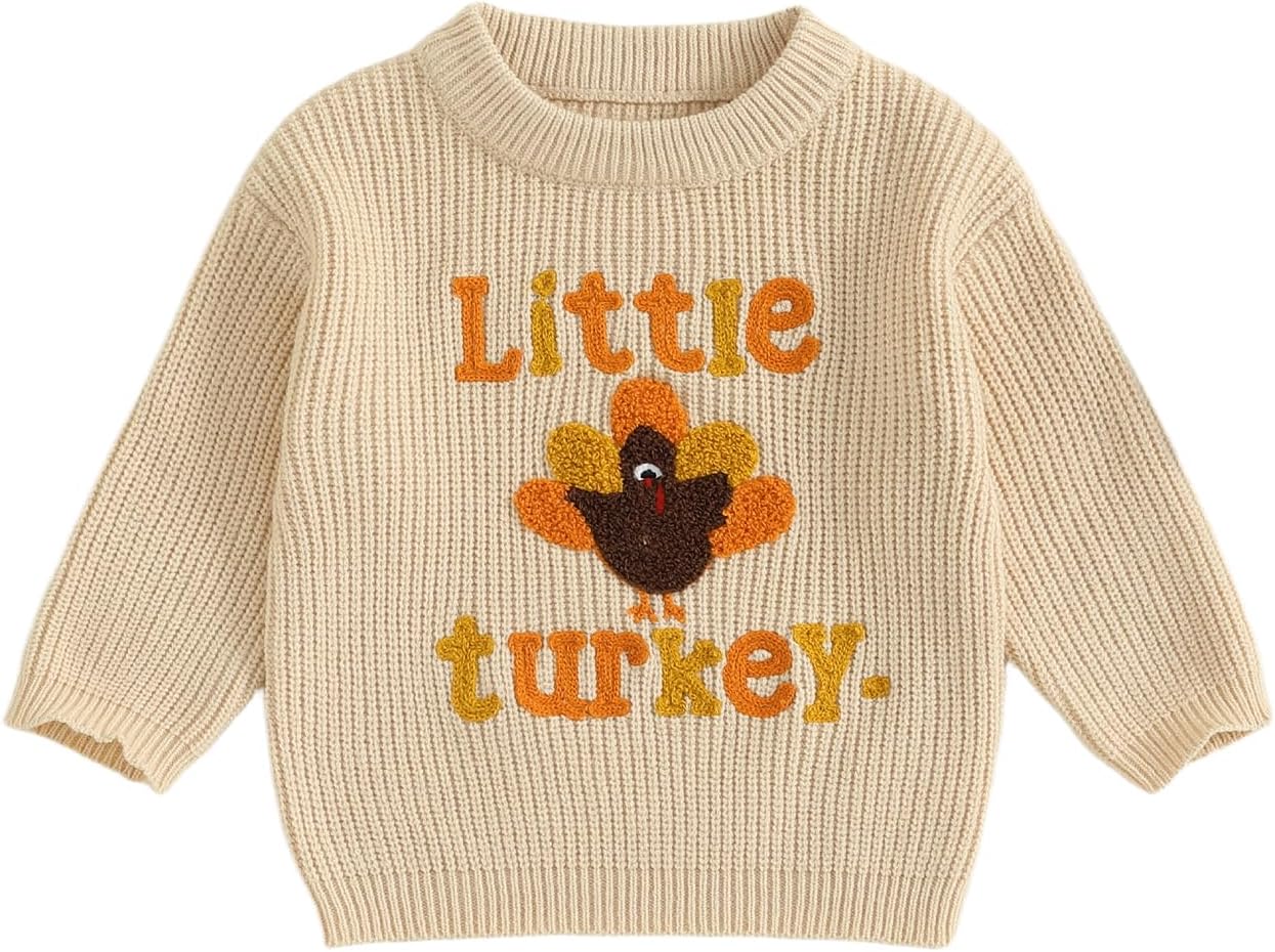 Thorn Tree Baby Boy Girl Thanksgiving Outfit Turkey Embroidery Sweater Knit Sweatshirt Newborn Infant Winter Clothes Thorn Tree Baby Boy Girl Thanksgiving Outfit Turkey Embroidery Sweater Knit Sweatshirt Newborn Infant Winter Clothes