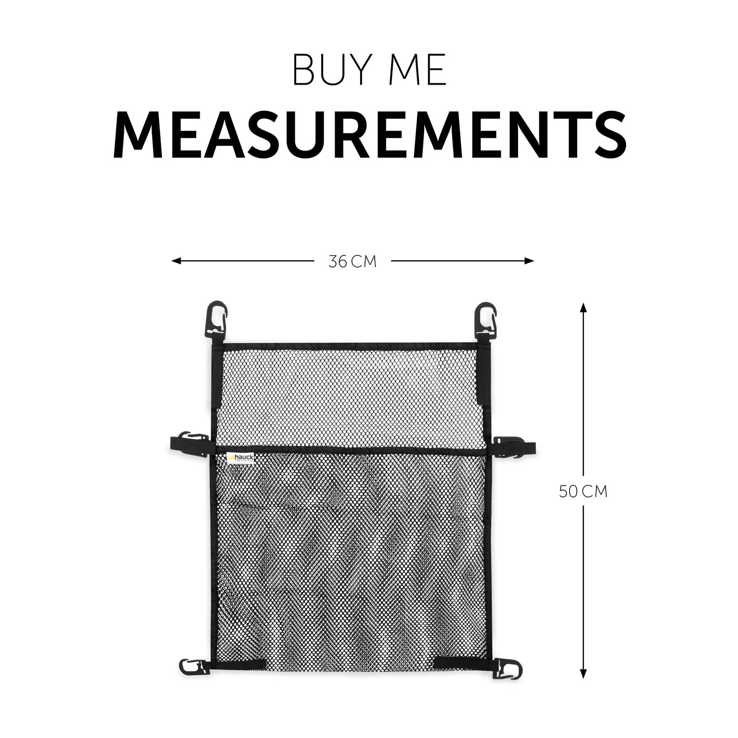 hauck Buy Me, Nero - Borsa Passeggino in Rete con Ganci e Cinghie Elastiche - Borsone Portaoggetti Universale 50 x 36 cm - Facile da Fissare - Veloce da Accedere