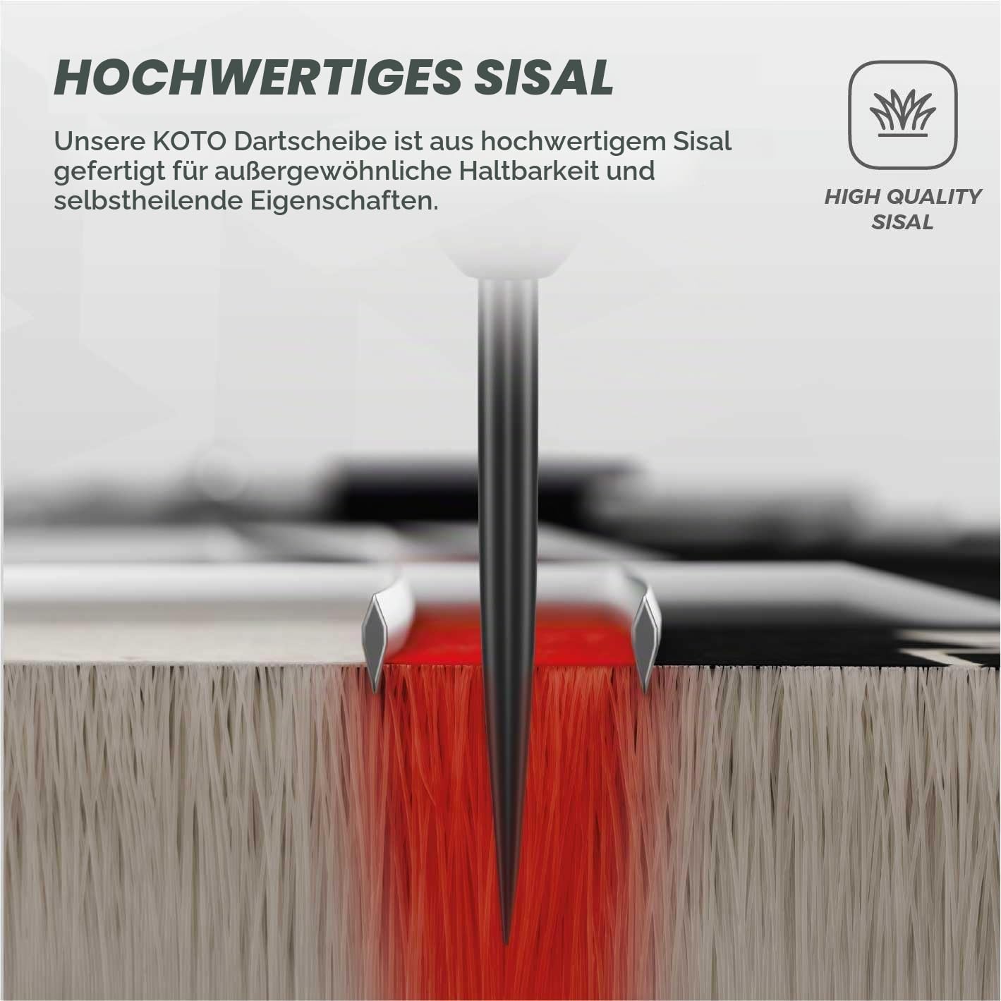 KOTO - Dartscheibe, Rotierender Zahlenring, Offizielle Turniermaße mit Hochwertiges Sisal und Ultradünner Draht