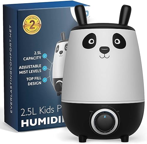 Everlasting Comfort Humidificadores para niños de 2.5 litros para dormitorio, fácil de limpiar, tiempo de funcionamiento 24 horas, sin filtro,