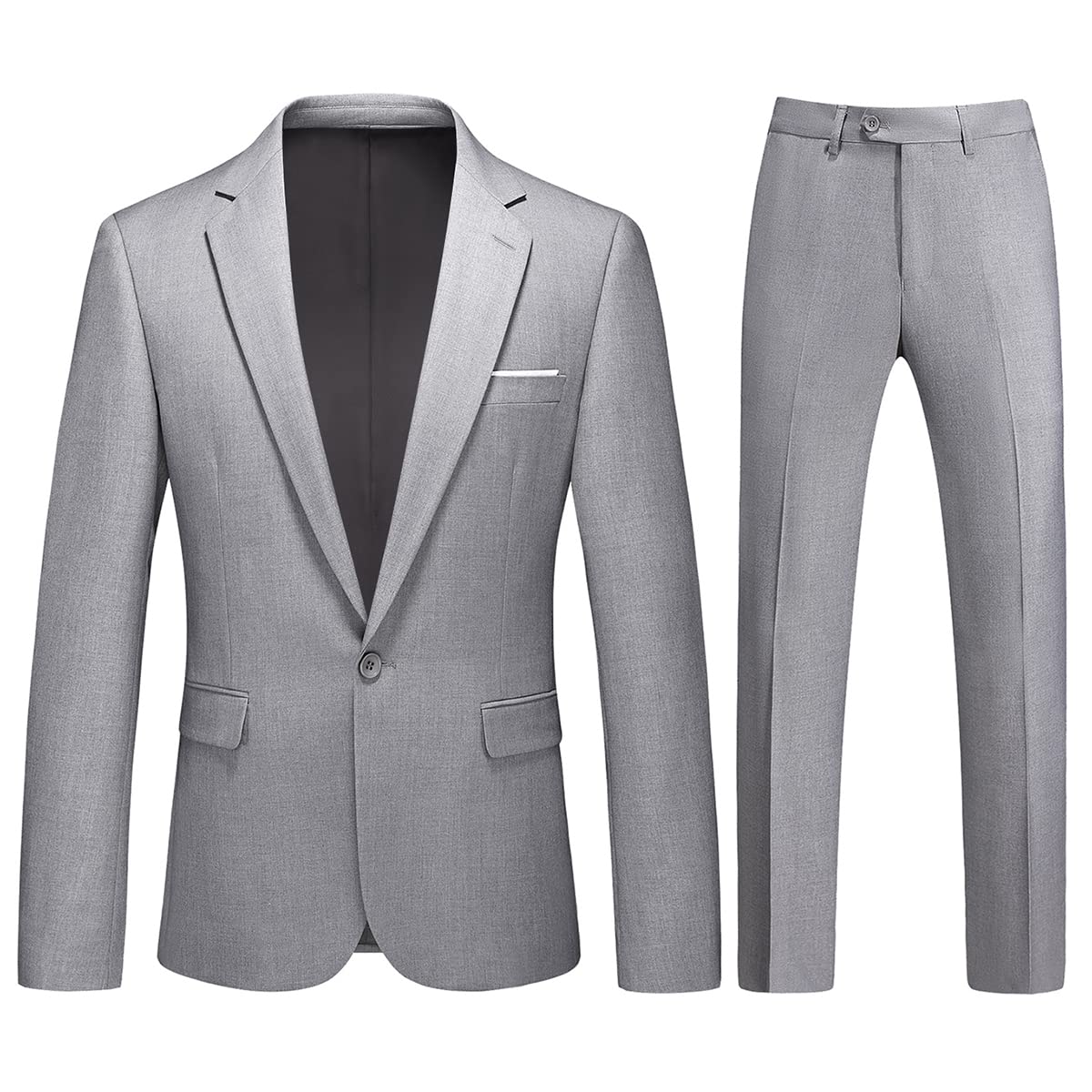 KUDMOLMens Suits 2 Piece Slim Fit Casual One Button Solid Suits for Mens Business Wedding Party Jacket Blazer & Pants Set