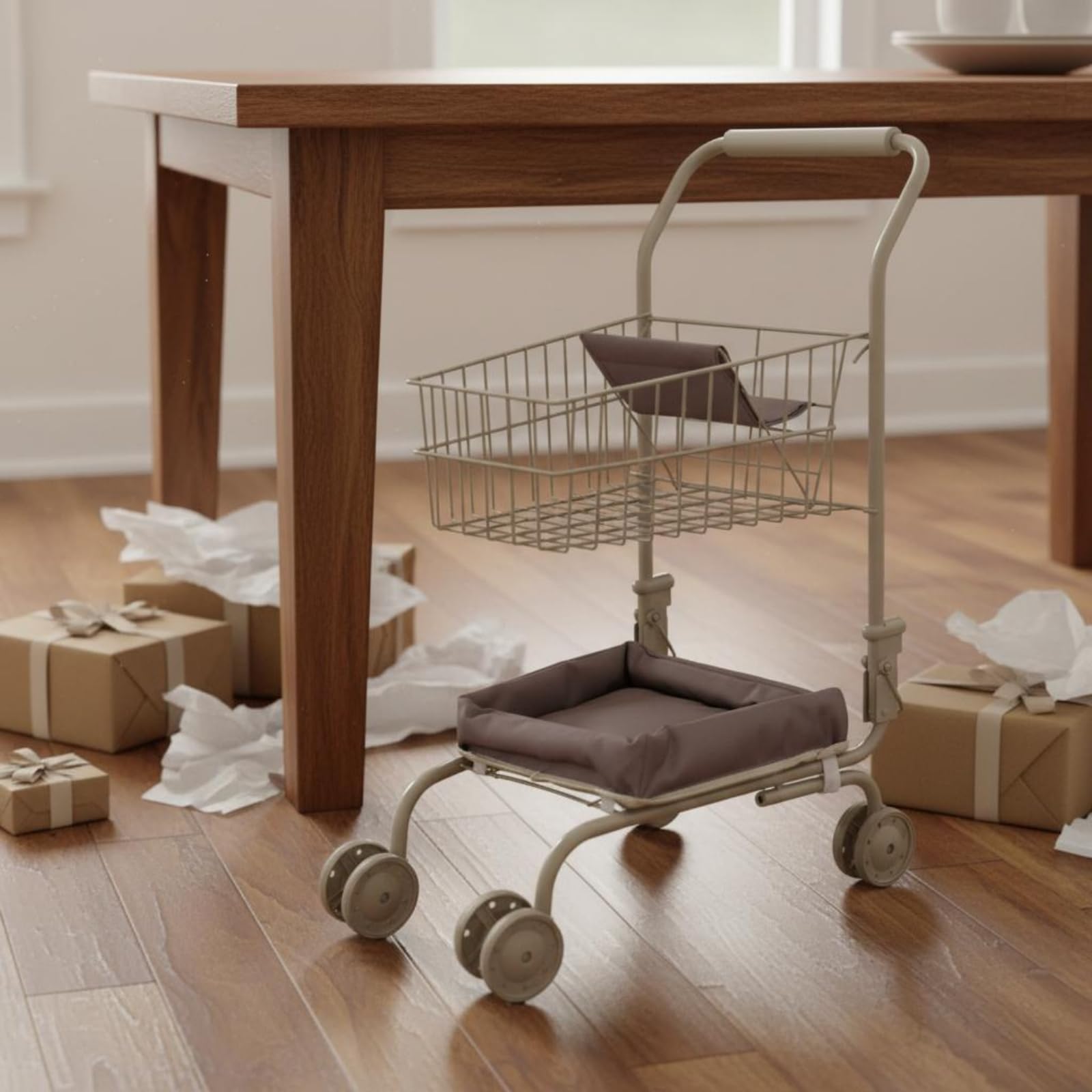 Carrello Spesa Giocattolo Struttura in Metallo Carrello Supermercato Pieghevole per Bambini, style to 1