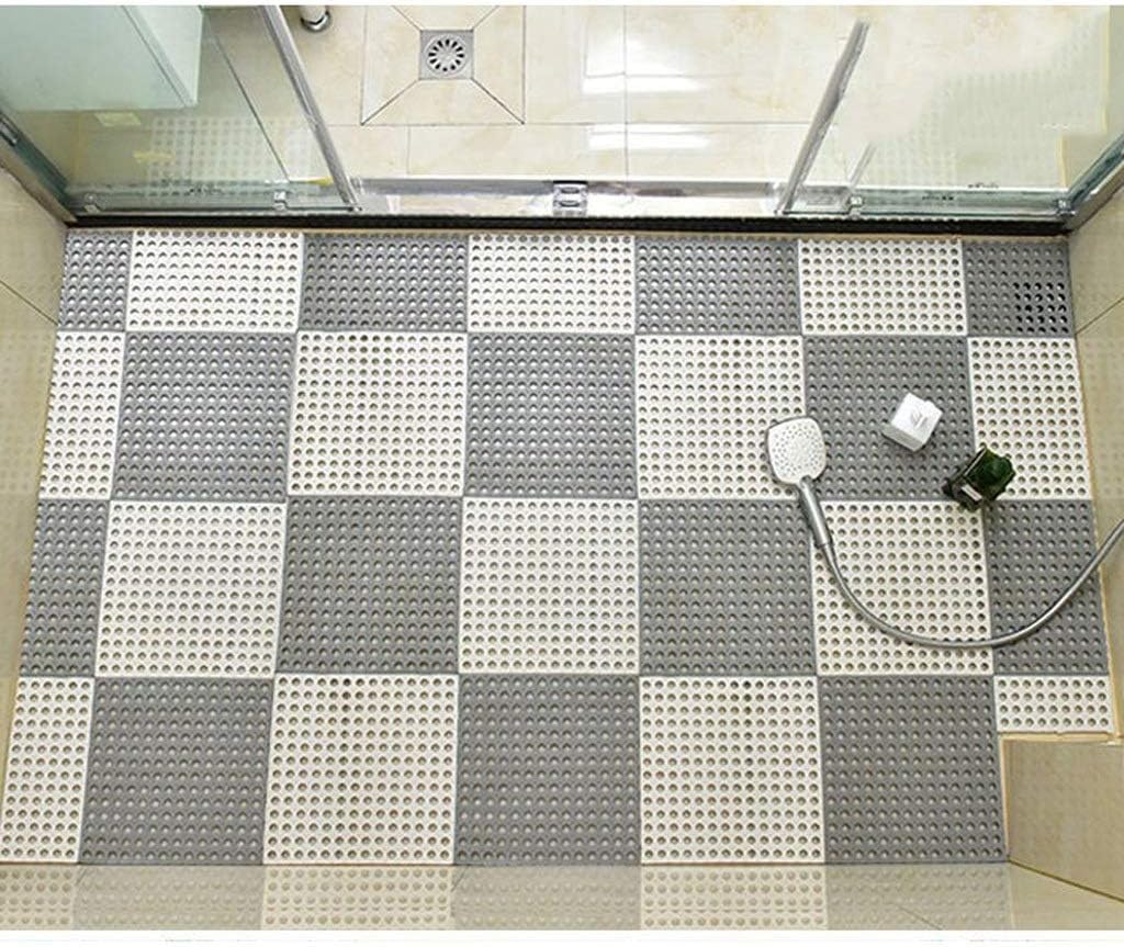 Bathroom anti-slip mat Soft-fitted Bathroom Mats, Bathroom Bathtub Mats, Stitching Mats, Kitchen Washroom Bathing Foot Mats，with Drain Holes Bathroom floor mats ( Color : D , Size : Nine slices )