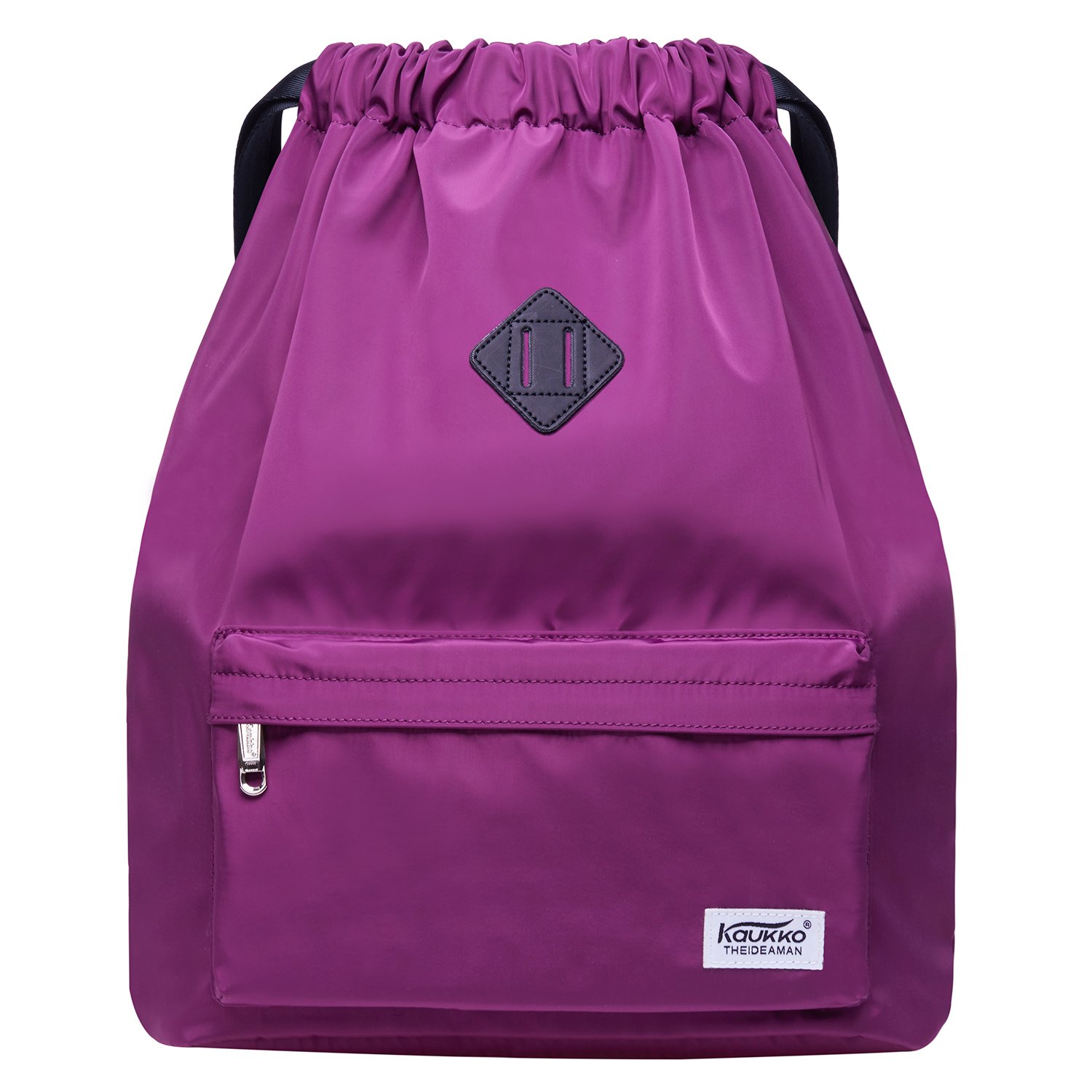 KAUKKO Bolsa de gimnasio de lona con cordón y bolsillo interior, mochila escolar, mochila deportiva de — view 11