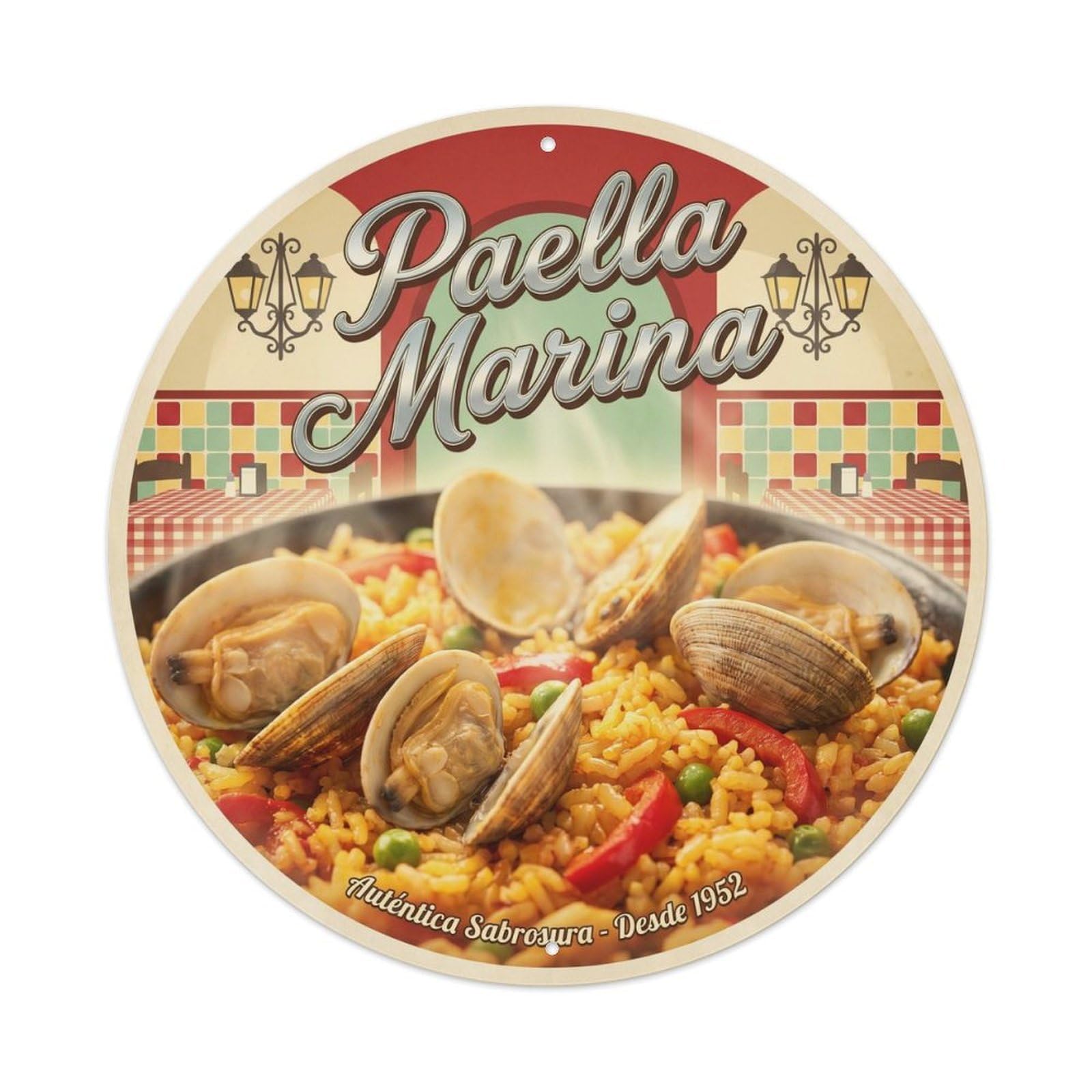 Paella Natural 1950s Diner Mediterranean Food Metal Tin Sign
