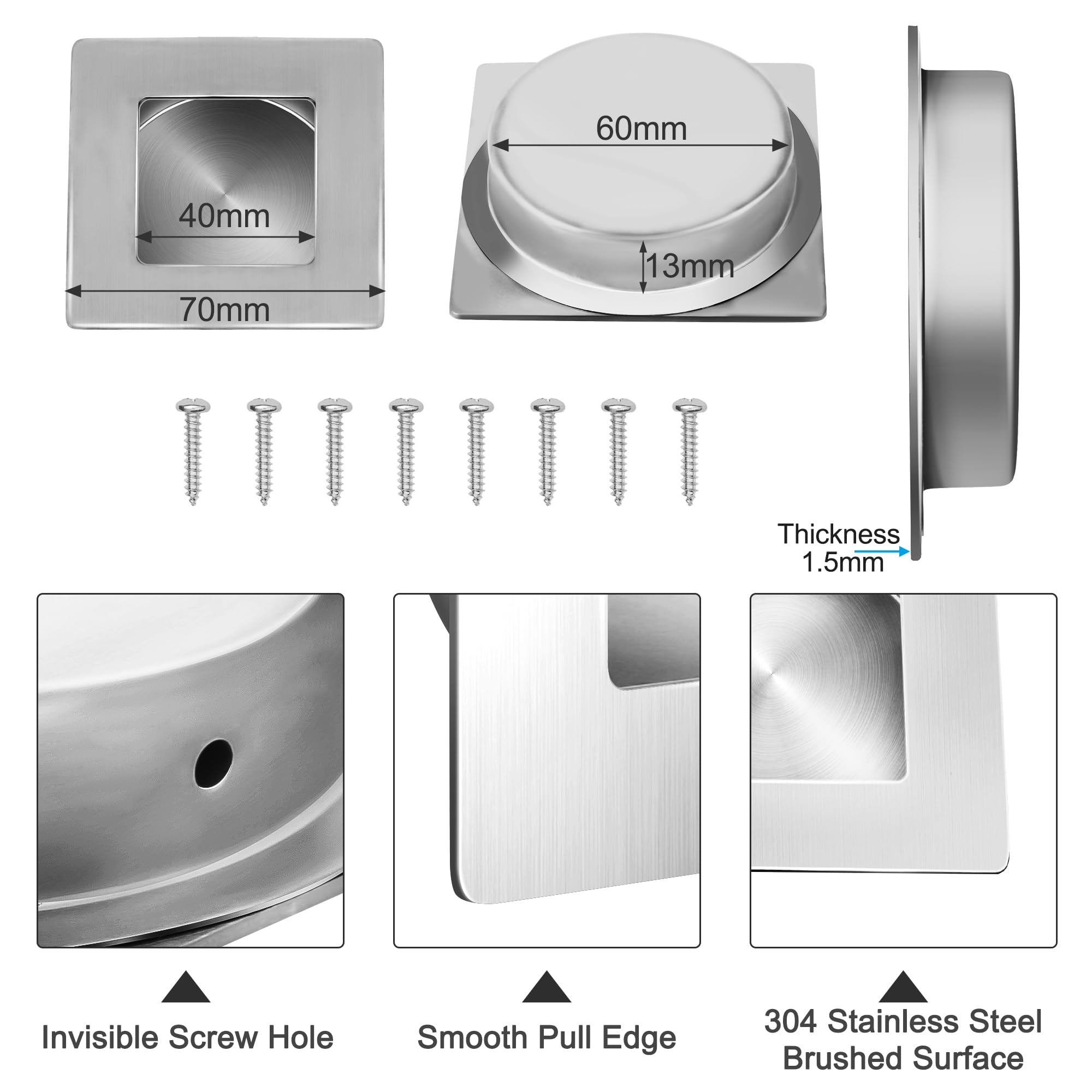 Malimali 4 Pack Recessed Sliding Door Handles - Image 2