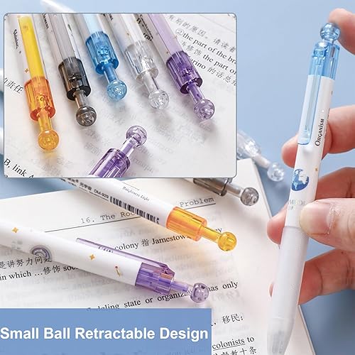 Miniatura 7 de 5 bolígrafos de tinta de gel, bolígrafos retráctiles, bolígrafo espacial de 0.020 in, bolígrafos de tinta negra, bolígrafos de escritura,