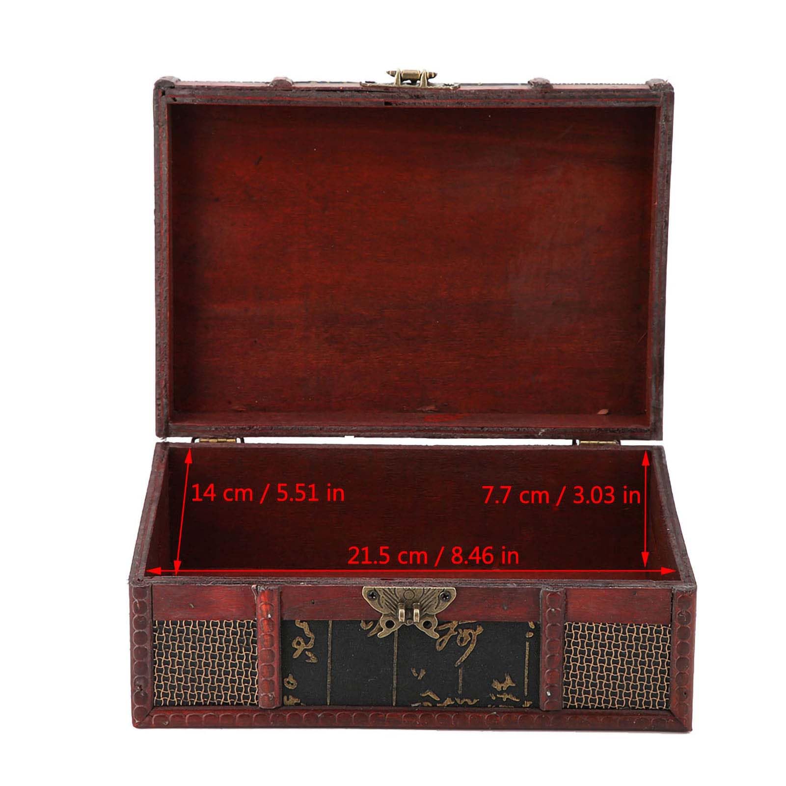 Drewniane Pudełko na Biżuterię, Vintage Organizer do Przechowywania, 9.1x6.3x3.9in