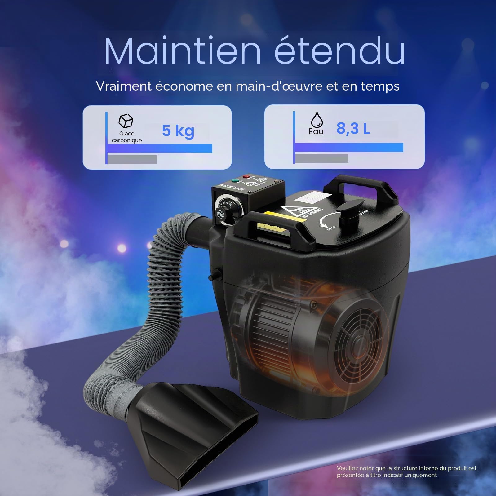 Machine à fumée, 3500 W, effet de brouillard - Contrôle électronique de la température - Machine à glace sèche portable - Machine à fumée - Effet scène